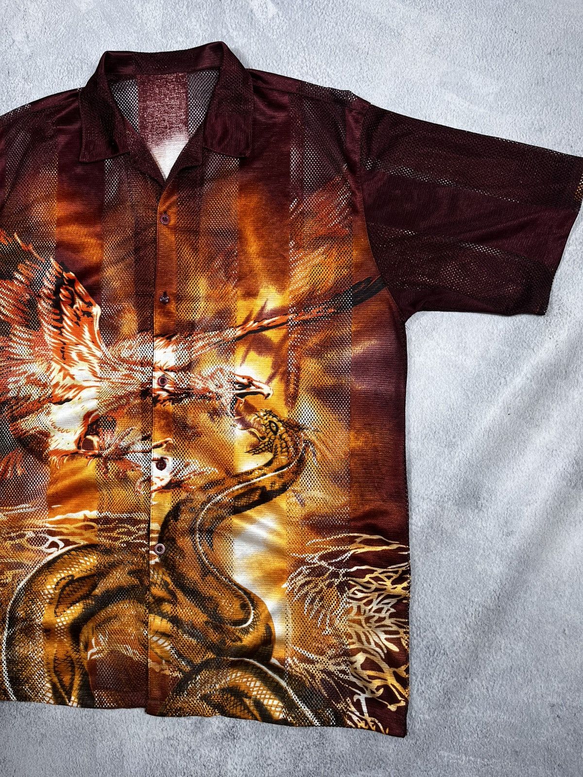 Other Vintage 90s mesh Japan dragon shirt Japanese XXL Size US XXL / EU 58 / 5 - 3 Thumbnail