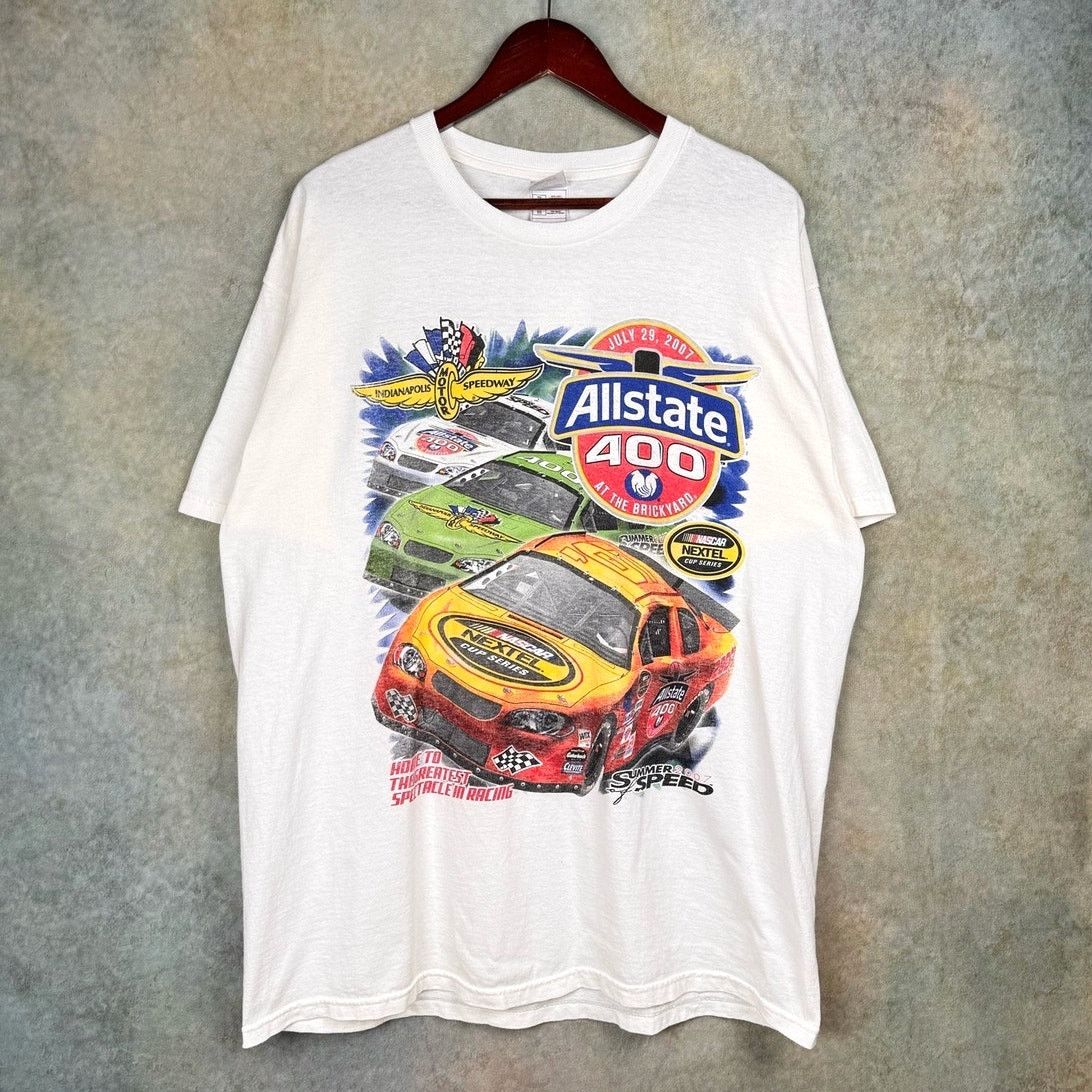 NASCAR × Vintage VTG Y2K Nascar Racing Big Print T Shirt Sz XL White Size US XL / EU 56 / 4 - 1 Thumbnail