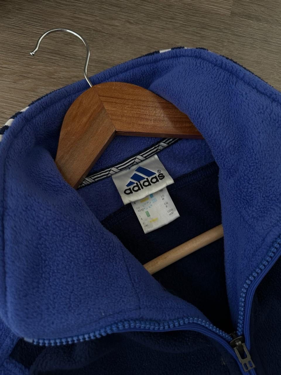 Adidas × Vintage Vintage Adidas 1/4 zip fleece blue hoodie Size US M / EU 48-50 / 2 - 16 Thumbnail