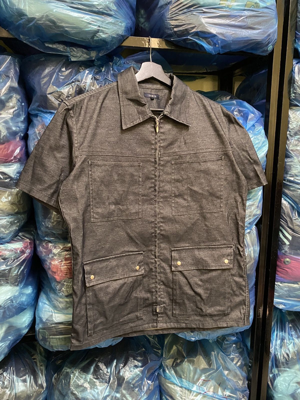 JUN MEN Vintage Junmen Charcoal Grey Short Sleeve Shirt – Made Japan Size US M / EU 48-50 / 2 - 5 Thumbnail