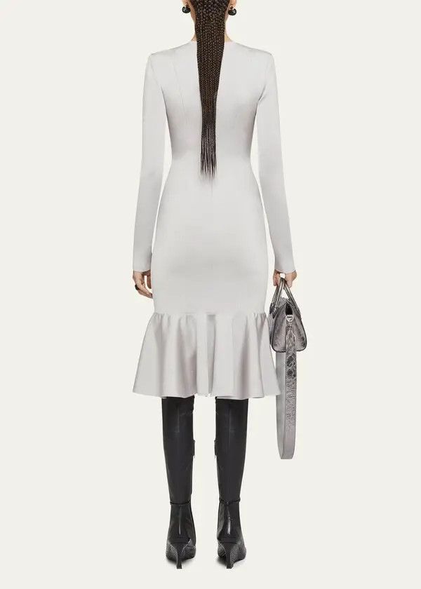 Givenchy o1w1db10325 Long Sleeves Flare Dress in Pearl/Grey Size M / US 6-8 / IT 42-44 - 3 Thumbnail
