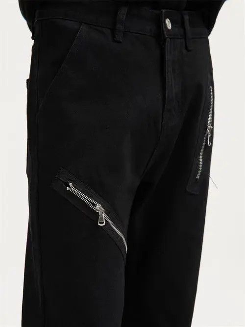 VIBE Vintage Dark Loose Flare Multi-Zip Jeans Size US 32 / EU 48 - 7 Thumbnail