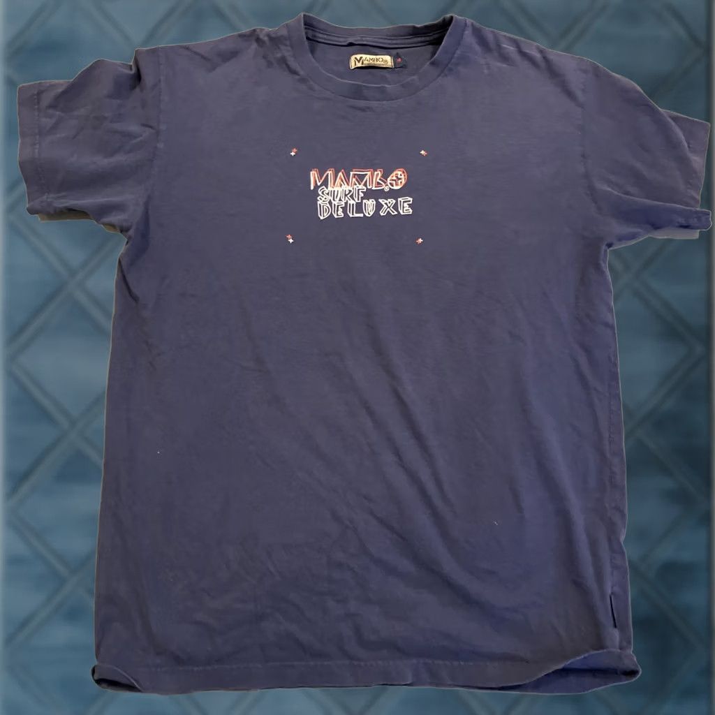 Mambo VINTAGE Mambo Surf Deluxe Big Logo T Shirt Men's M Medium Black Knit Cotton Jersey Crew Neck Short Sleeve Logo 80s 90s Art Surf de luxe Mens Size US M / EU 48-50 / 2 - 1 Thumbnail