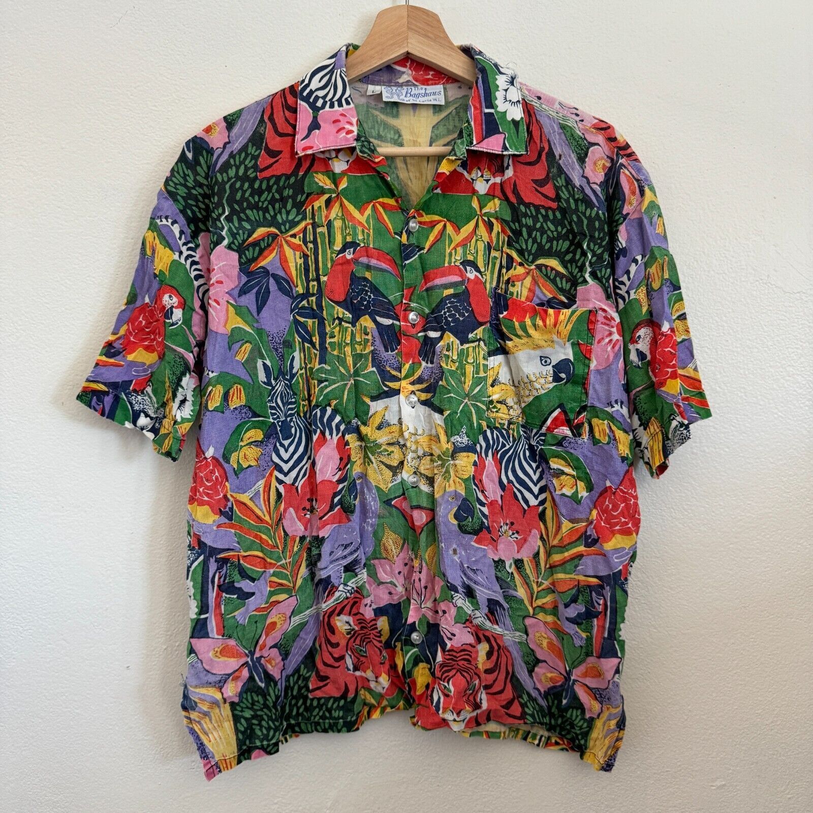 Vintage Vintage Bagshaws Of St Lucia Hawaiian Shirt Men's L Tropical Size US L / EU 52-54 / 3 - 1 Thumbnail