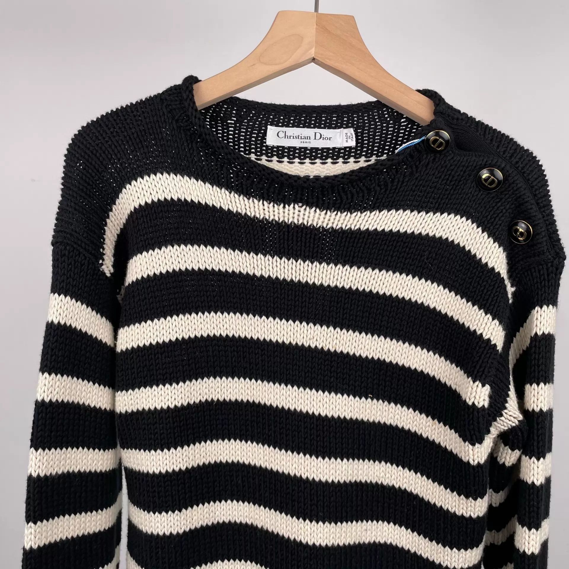 Dior Dior Wool Striped Long Sleeve 36 Blk/Wht Color Top Size XS / US 0-2 / IT 36-38 - 8 Thumbnail