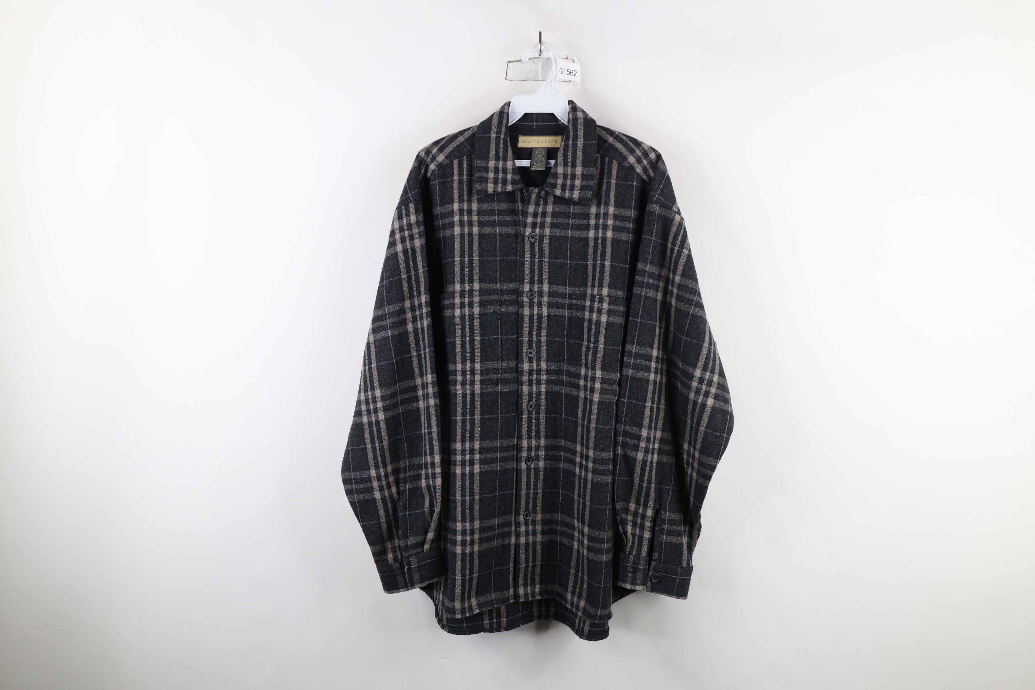 Vintage Vintage 90s Streetwear Wool Blend Collared Button Shirt Size US L / EU 52-54 / 3 - 1 Thumbnail