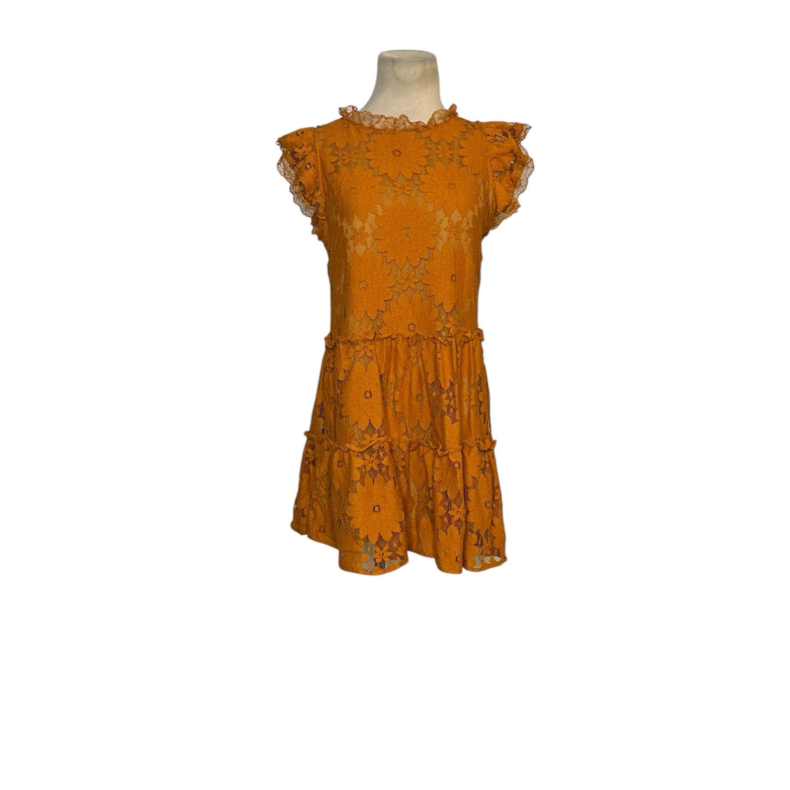 Anthropologie Blue Tassel gold floral lace tiered tunic mini dress size XS Size XS / US 0-2 / IT 36-38 - 9 Thumbnail