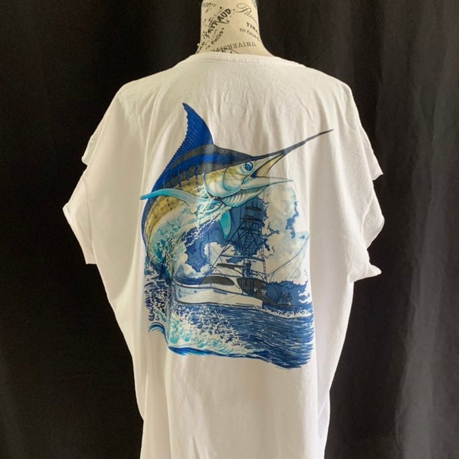 Guy Harvey Guy Harvey Men's Sz 2XL Shirt Cut Off White Swordfish Sport Size US XXL / EU 58 / 5 - 4 Thumbnail