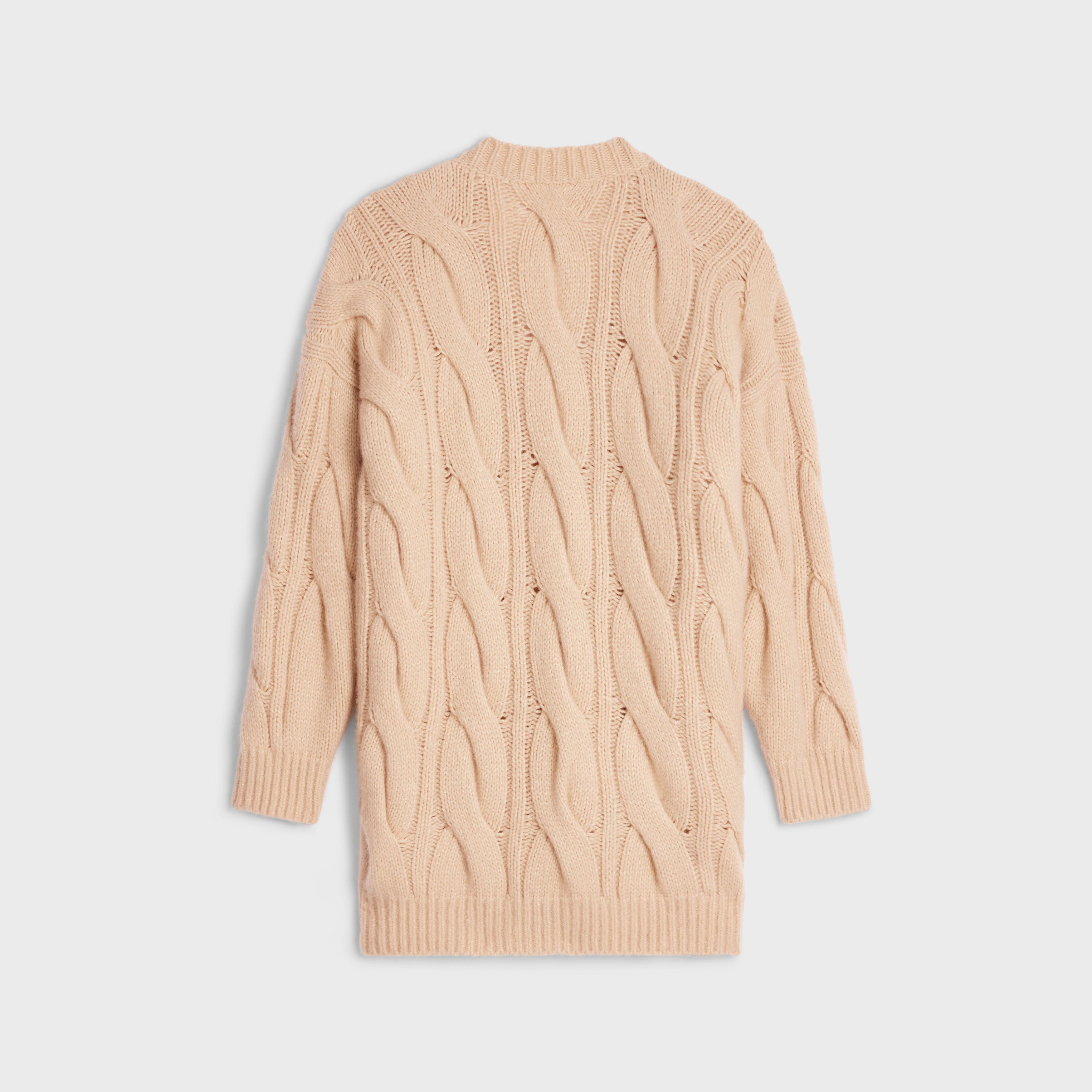 Celine o1bcso1str0824 Cable-Knit Long Cardigan Cashmere in Beige Size L / US 10 / IT 46 - 2 Thumbnail