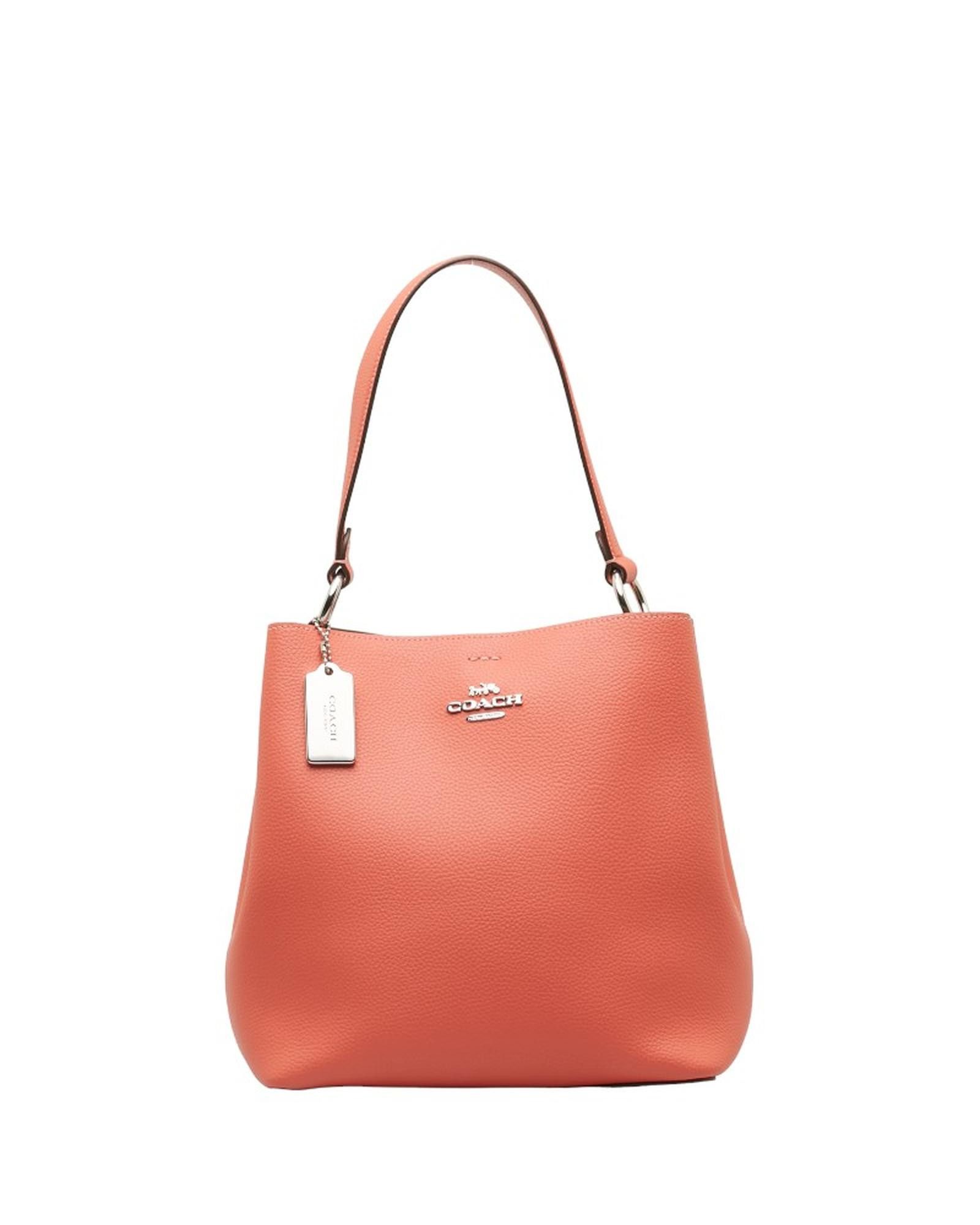 image of Coach Pink Leather Bucket Bag In Excellent Condition, Women's