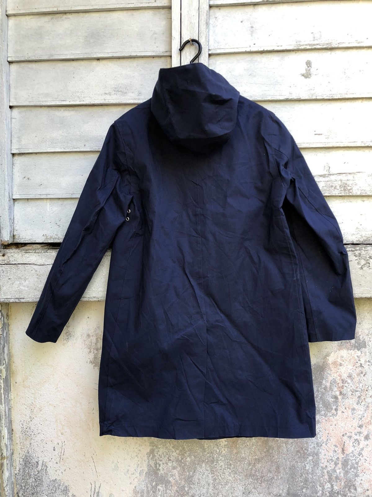 Handmade × Mackintosh Navy Blue Bonded Cotton Hooded Coat Size US S / EU 44-46 / 1 - 3 Thumbnail