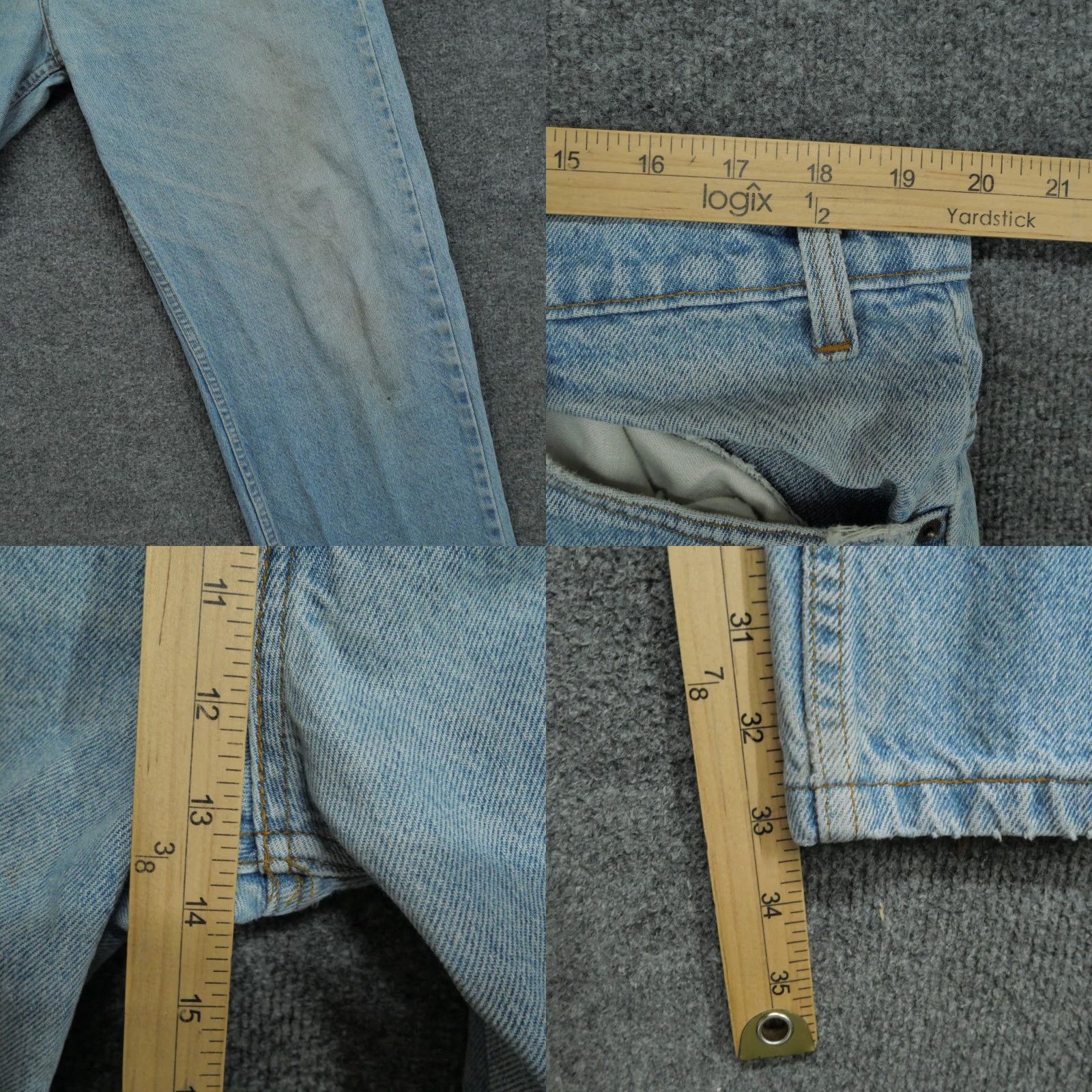 Levi's VINTAGE Levi's 505 Jeans Mens 42x34 Blue Denim Pant Regular Straight 90s Jeans 505 Levi's Mens Blue 90s Size US 40 / EU 56 - 8 Thumbnail