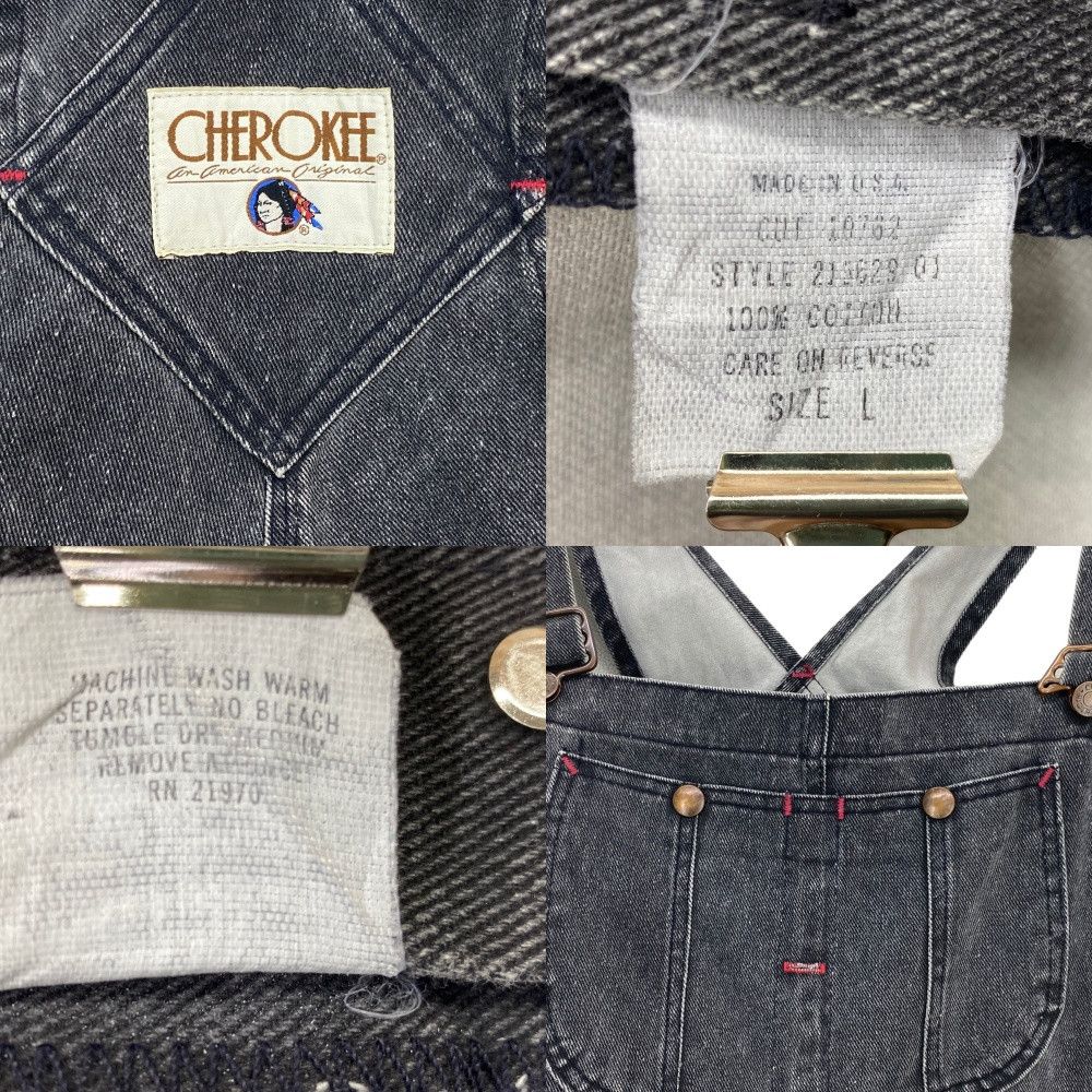 Cherokee × Vintage Cherokee Carpenter Bib Overalls Black Light Wash Jeans Size US 39 - 13 Thumbnail