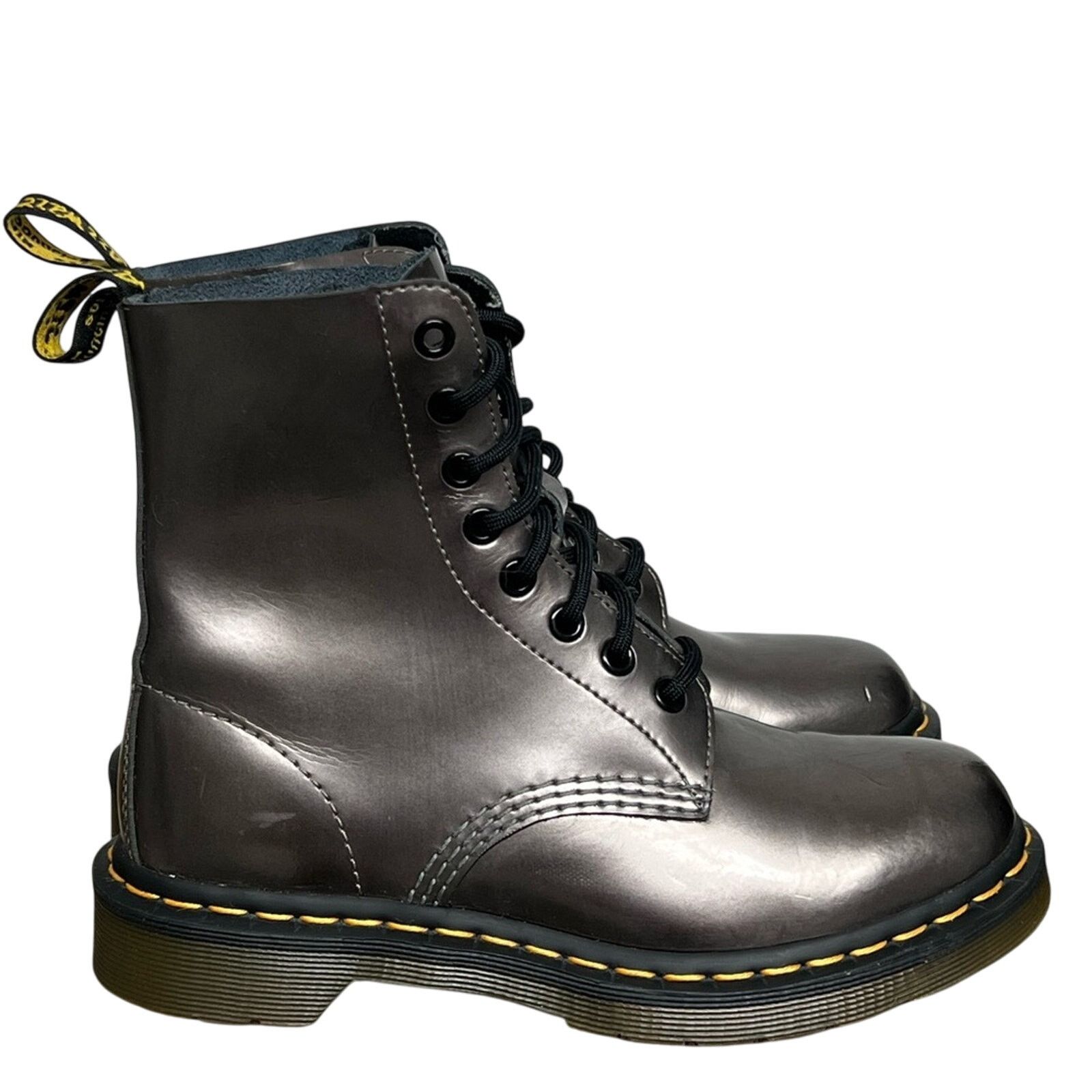 Dr. Martens Dr. Martens Metallic Pewter 1460 Pascal Smooth Leather Boots Size US 6 / IT 36 - 2 Thumbnail