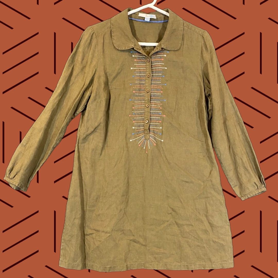 Boden BODEN Dress Womens US 8 Olive-Ish Brown Tunic Mini Stitched 3/4 Sleeve Casual Size M / US 6-8 / IT 42-44 - 1 Thumbnail