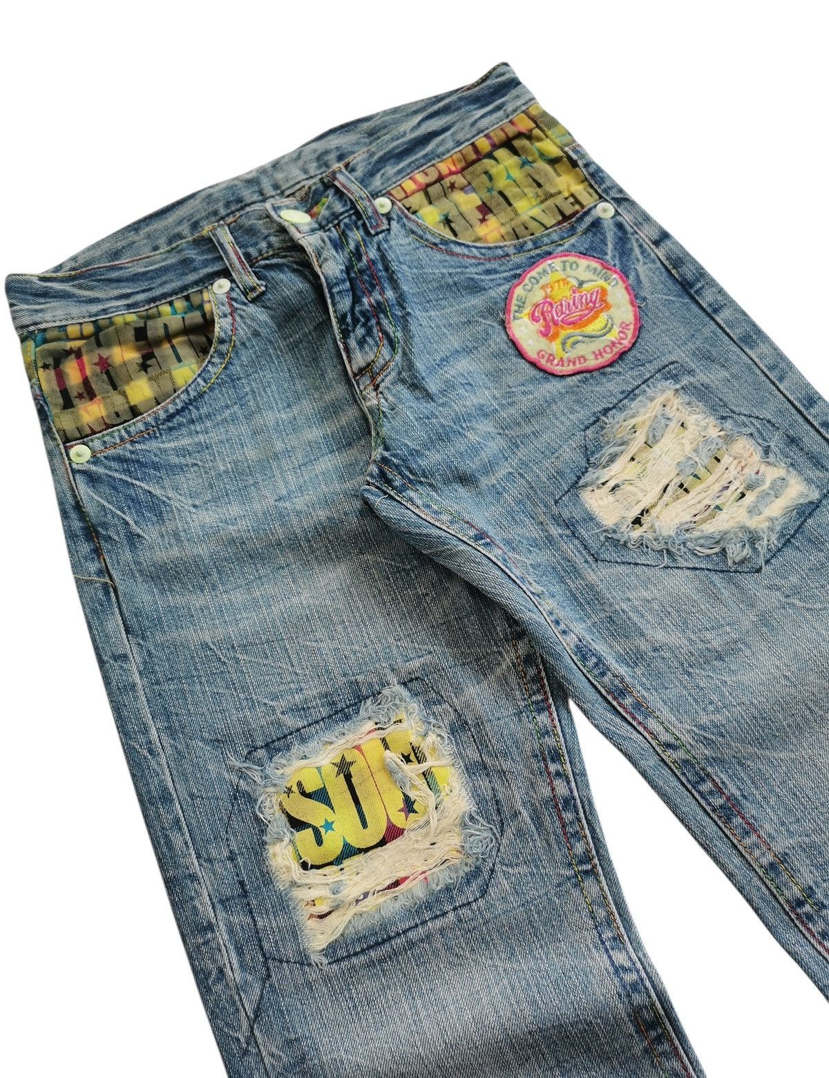 Jean Archive Japanese Brands Distressed Patchwork Denim Jeans Size US 30 / EU 46 - 7 Thumbnail