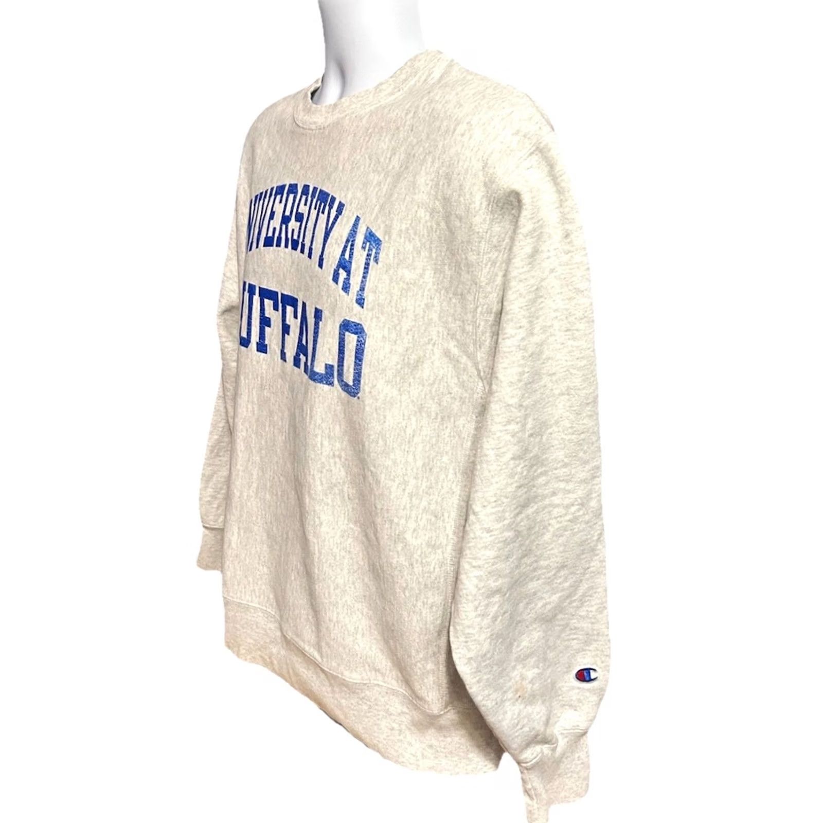Champion VTG Champion University At Buffalo Reverse Weave Sweatshirt Men L Light Gray Pullover Crew Neck Long Sleeve Logo Corded Knit All Seasons Regular Mens) Size US L / EU 52-54 / 3 - 3 Thumbnail