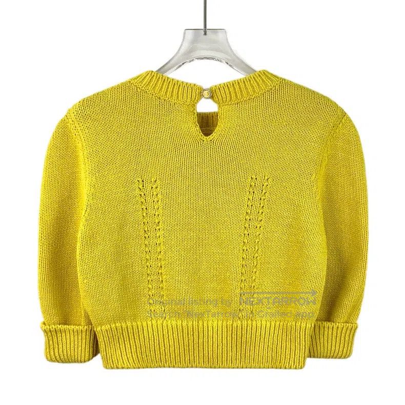 Chanel Chanel Yellow cotton round-neck short-sleeved knitted swea Size XS / US 0-2 / IT 36-38 - 2 Thumbnail