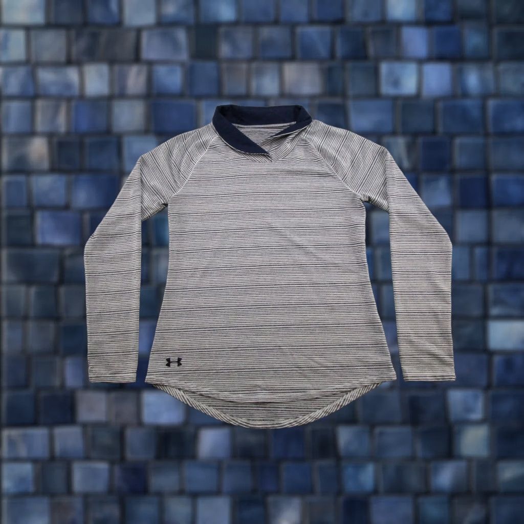 Under Armour Under Armour Striped Blue White Long Sleeve Collared Shirt Womens Size M Size M / US 6-8 / IT 42-44 - 1 Thumbnail