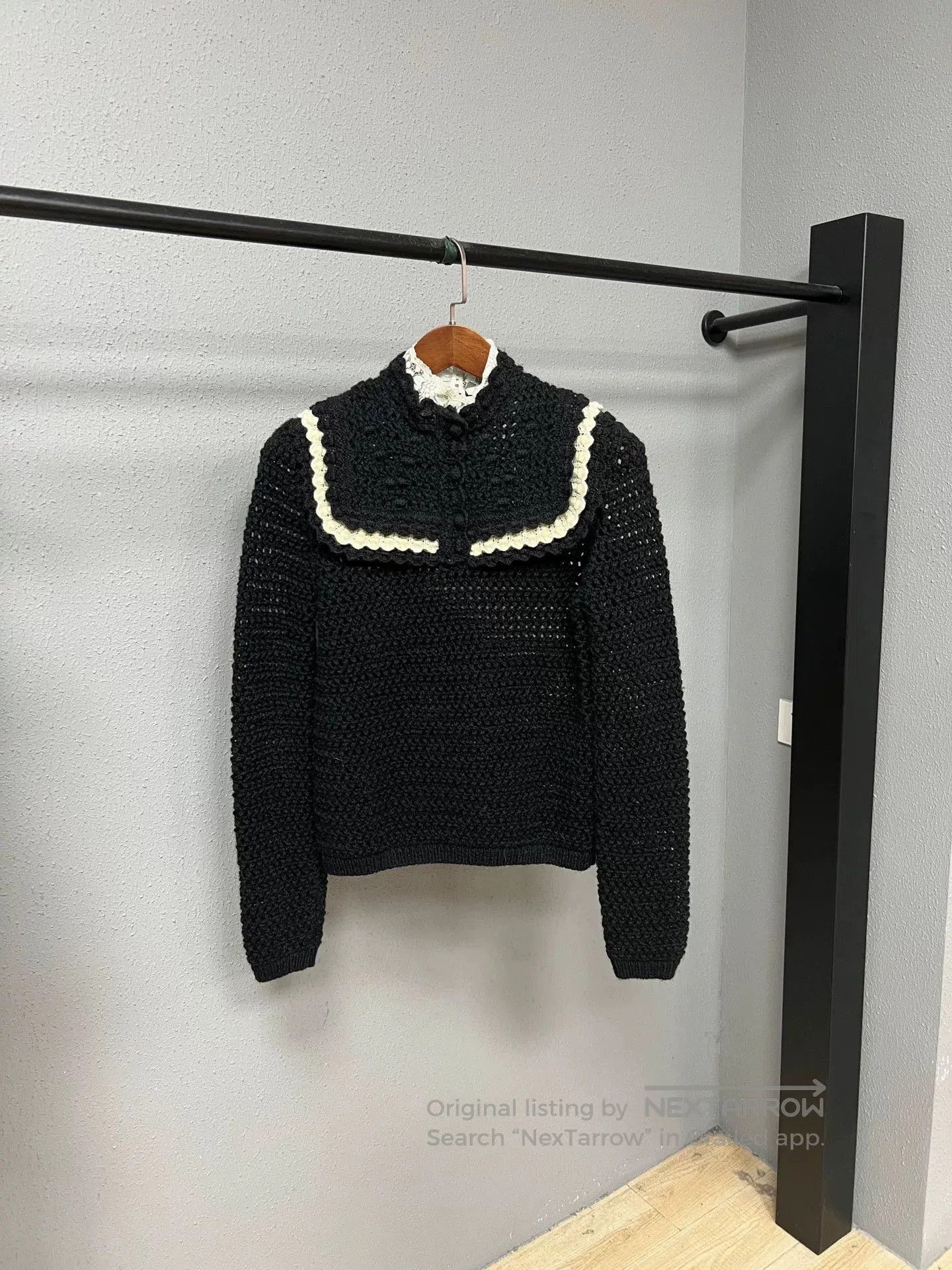 Saint Laurent Paris SLP Lace Trim Knit Sweater. Size L / US 10 / IT 46 - 1 Thumbnail