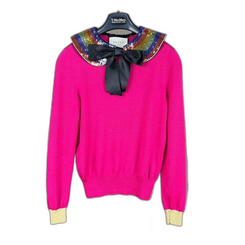 Gucci Gucci Pink Long Sleeve Knit Top with Bow Size XS / US 0-2 / IT 36-38 - 1 Thumbnail