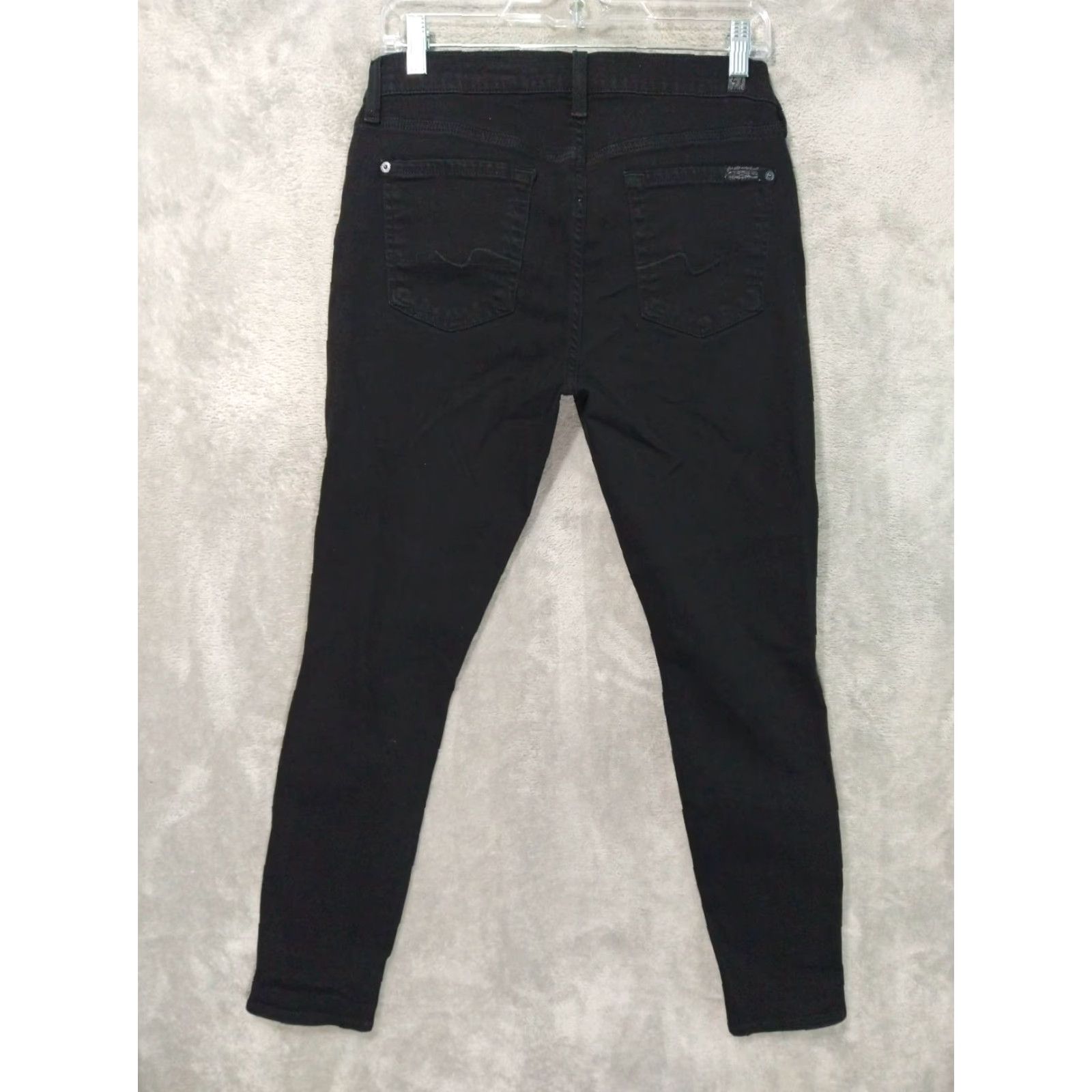 7 For All Mankind 7 For All Mankind Gwenevere Jeans Womens 29 Black Denim Skinny Stretch Ankle Regular 29 in Cotton Spandex Dark Denim 5-Pocket Mens? Womens Size 29" - 2 Thumbnail