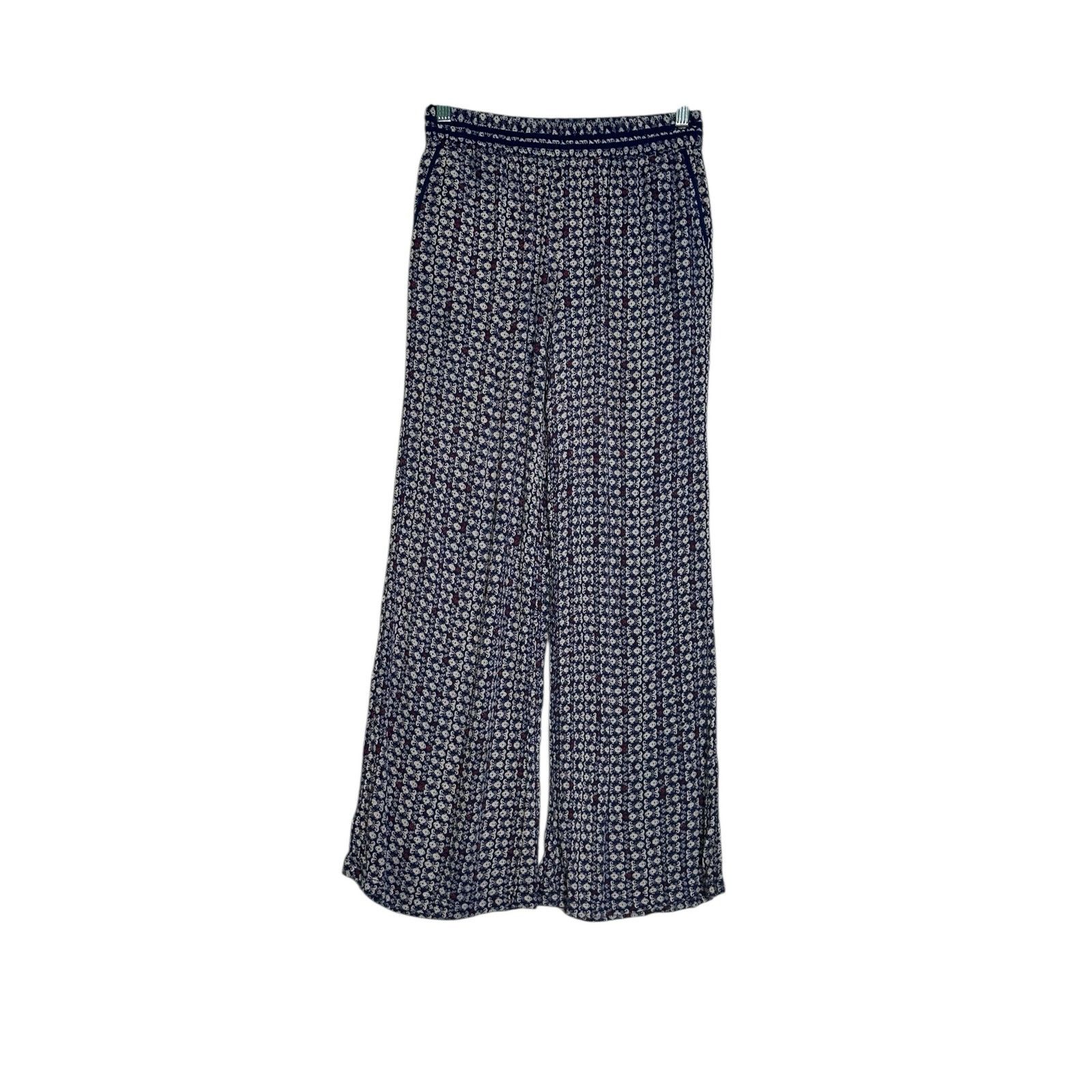 Anthropologie Hei Hei blue white floral boho wide legs pants size XSP Size 32" / US 10 / IT 46 - 7 Thumbnail