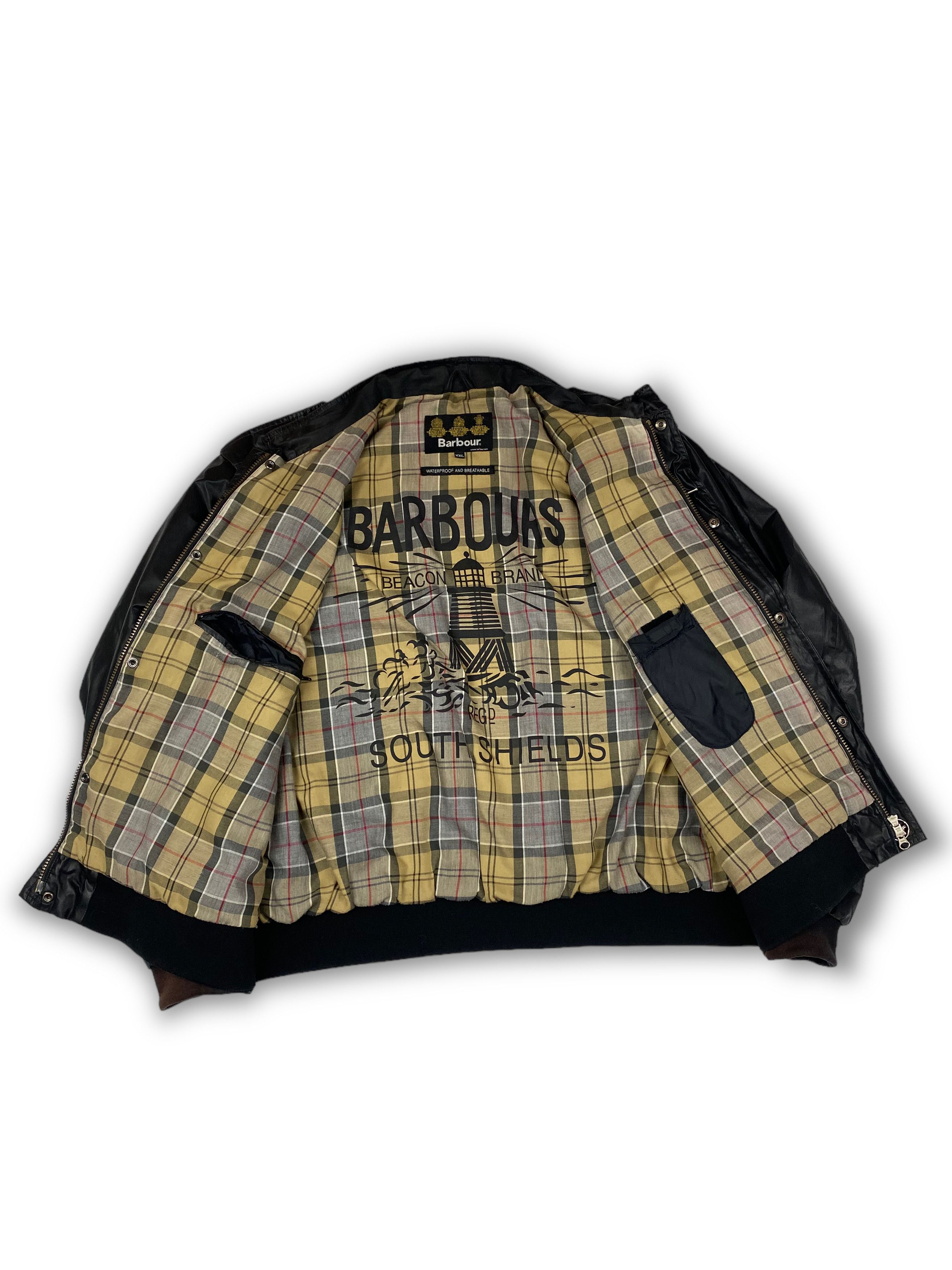 Barbour Vintage BARBOUR Super Rare Black Shining Biker Jacket M543 Size US XXL / EU 58 / 5 - 10 Thumbnail