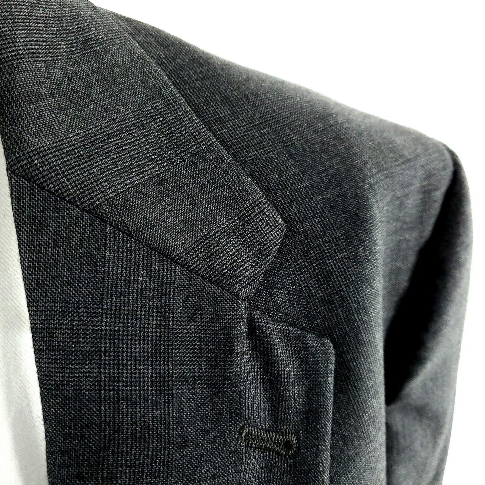 Loro Piana Loro Piana Daniel Cremieux Wool 2 Button Blazer 46L Gray Pla Size 46L - 2 Thumbnail