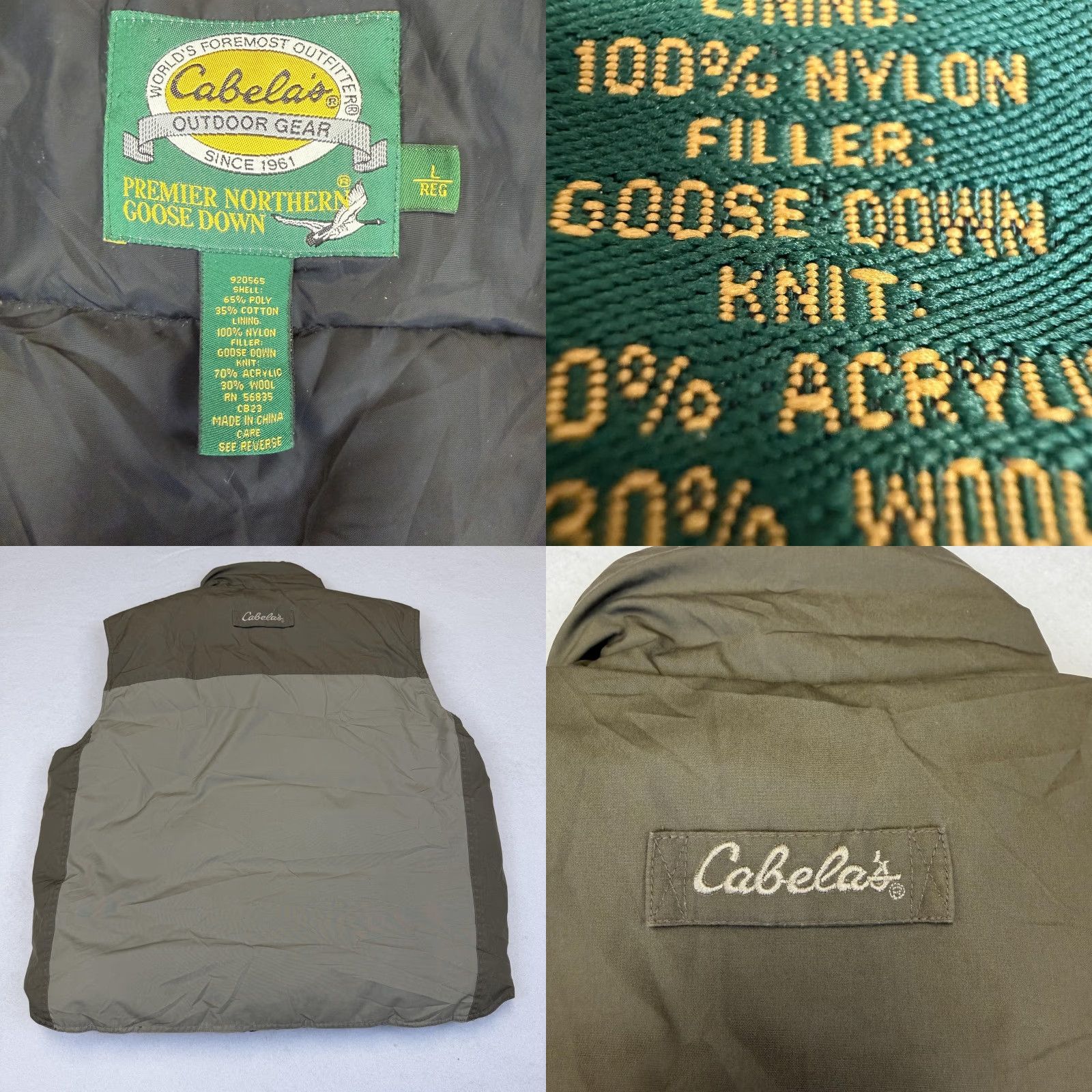 Vintage VINTAGE Cabela's Vest Mens Large Green Goose Down Puffer Full Zip Outdoor Hunting Size US L / EU 52-54 / 3 - 8 Thumbnail