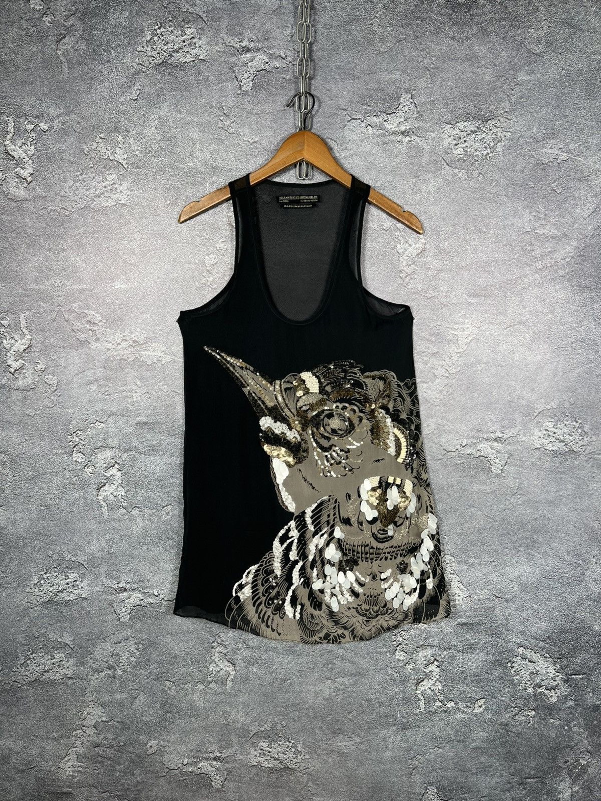 Allsaints AllSaints Silk Mesh Mini Dress With Sequin Bird Size S / US 4 / IT 40 - 1 Thumbnail