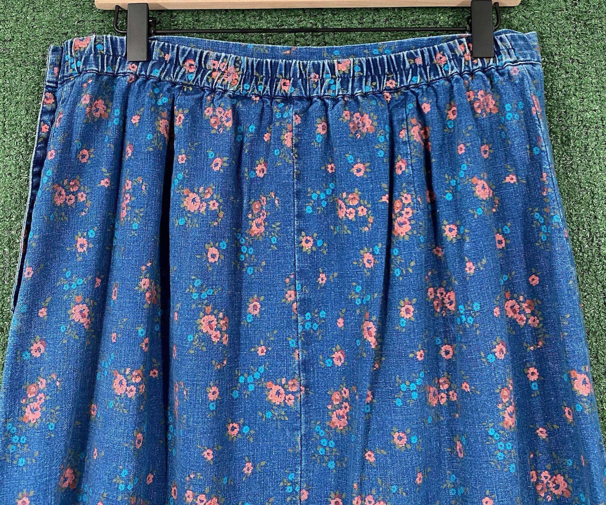 Vintage Y2K Denim Jean Floral All Over Print Long Skirt 34” Waist Size 34" / US 12 / IT 48 - 6 Thumbnail