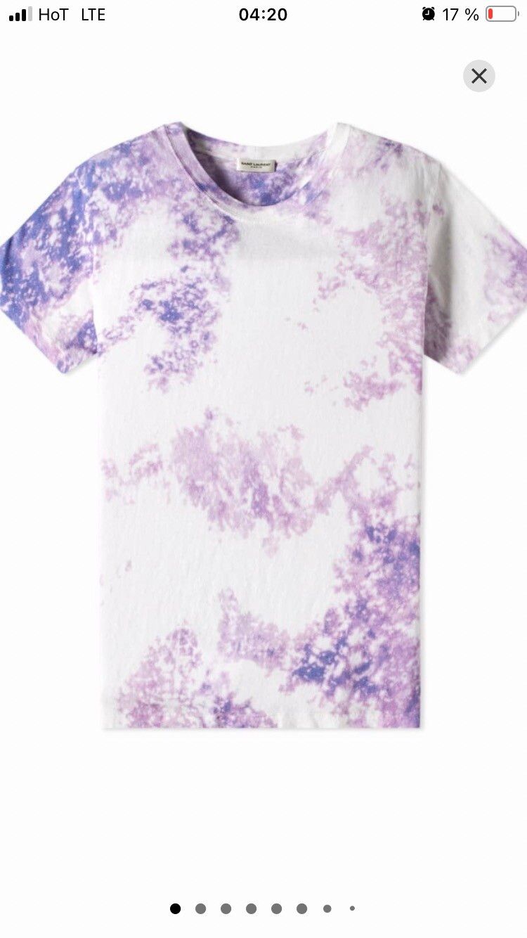 image of Saint Laurent Paris Saint Laurent Tie-Dye Clouds T-Shirt in White, Men's (Size XS)
