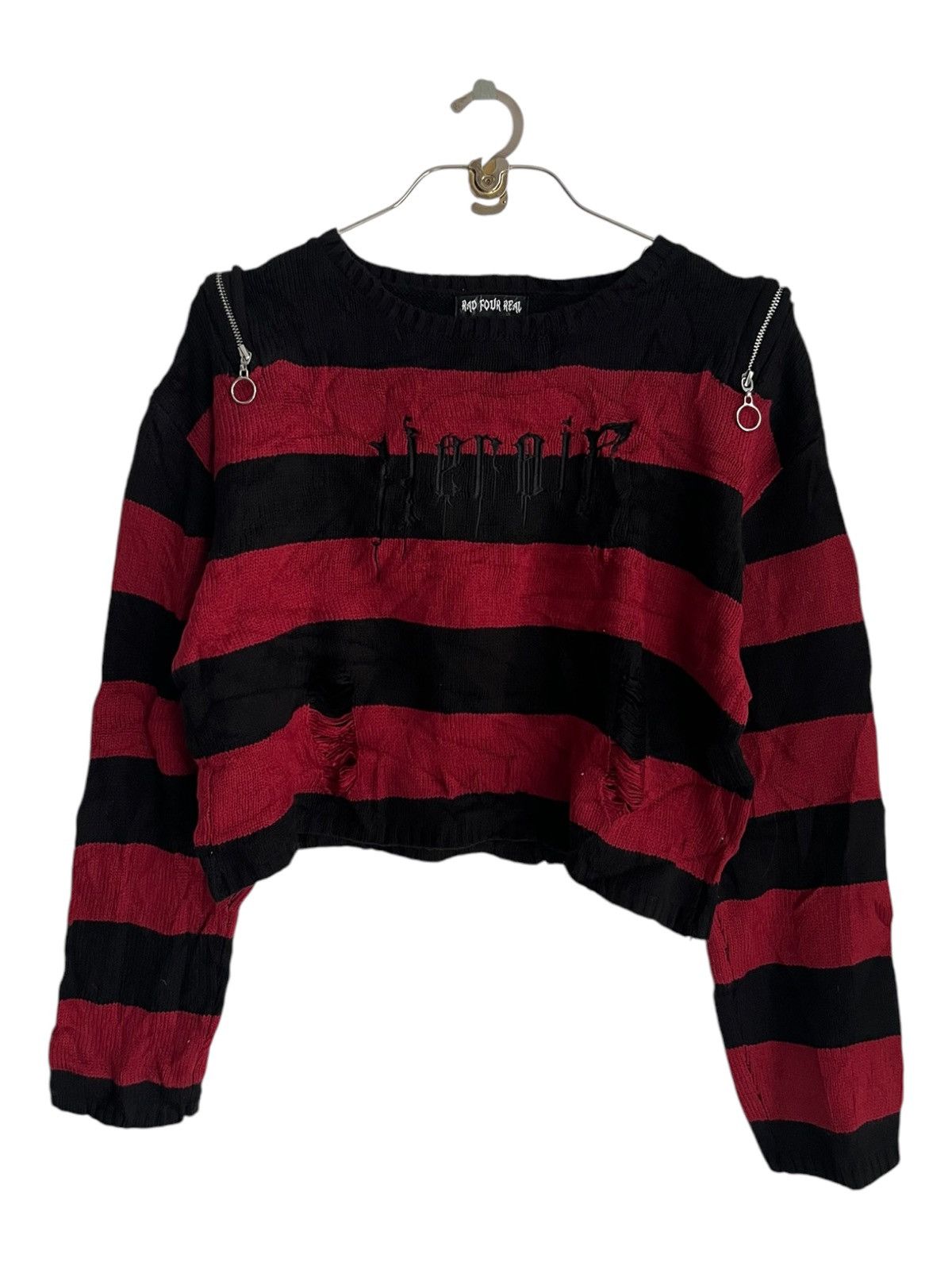 Roen Rad Four Real 🇯🇵 Heroic Dripping Gothic Crop Knitwear Swtr Size M / US 6-8 / IT 42-44 - 3 Thumbnail