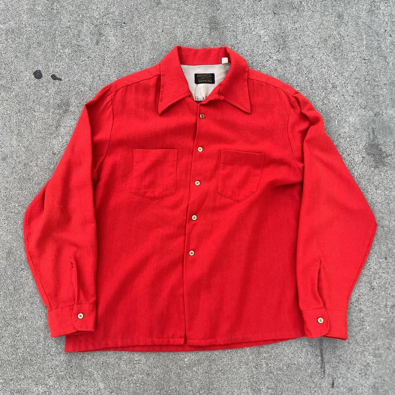 Vintage Vintage 1960s cherry red Sears wool loop collar button up Size US L / EU 52-54 / 3 - 1 Thumbnail