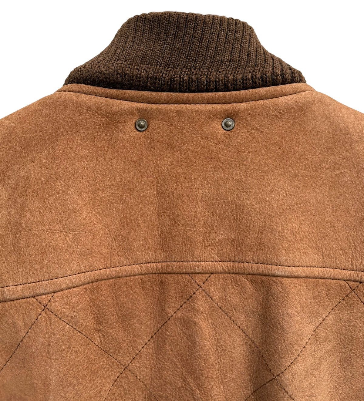 Japanese Brand Vintage Men’s Ba-Tsu Brown Quilted Leather Bomber Jacket Size US M / EU 48-50 / 2 - 9 Thumbnail