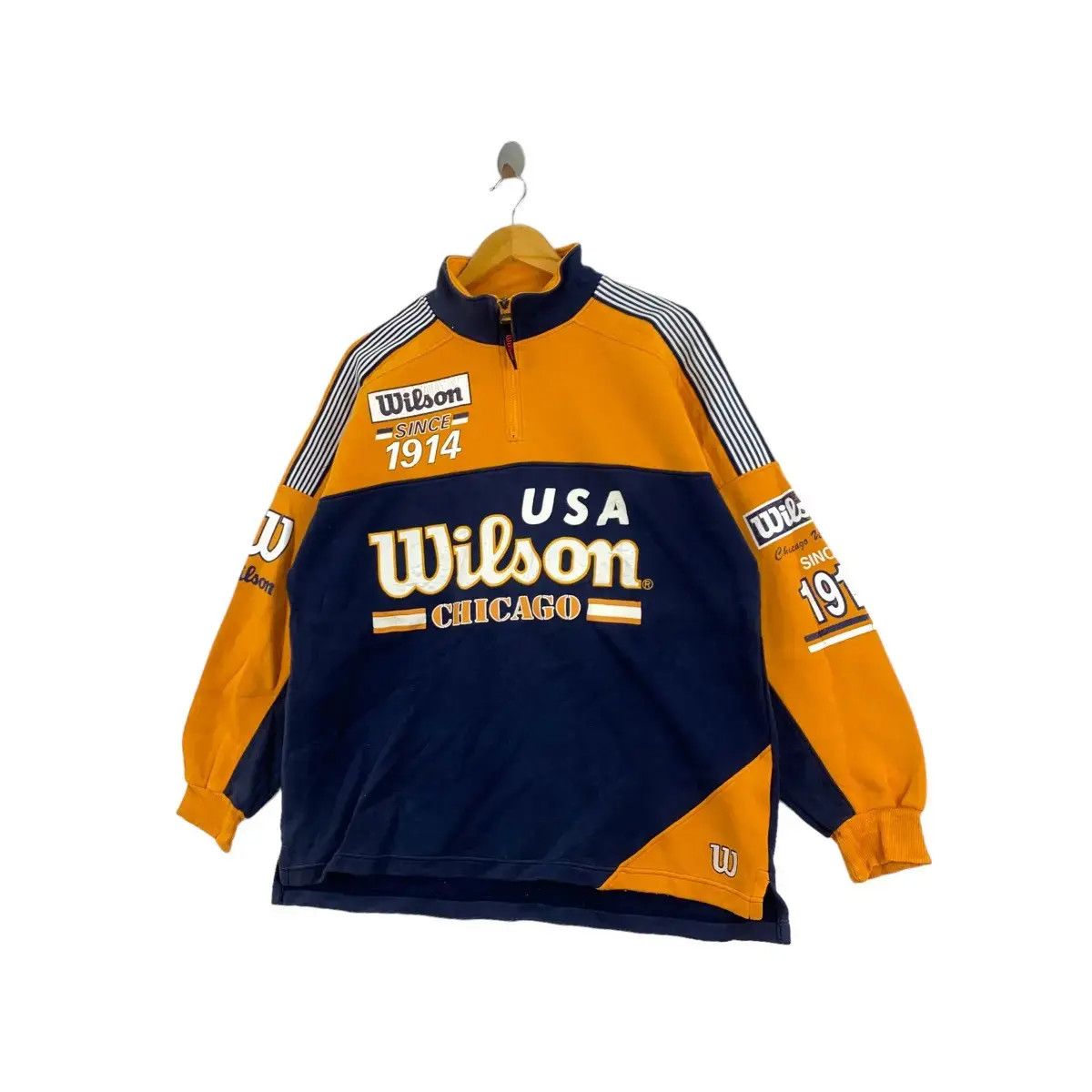 Vintage WILSON Chicago Usa Print Sports Tennis Half Zipper Oversize Size US L / EU 52-54 / 3 - 4 Thumbnail