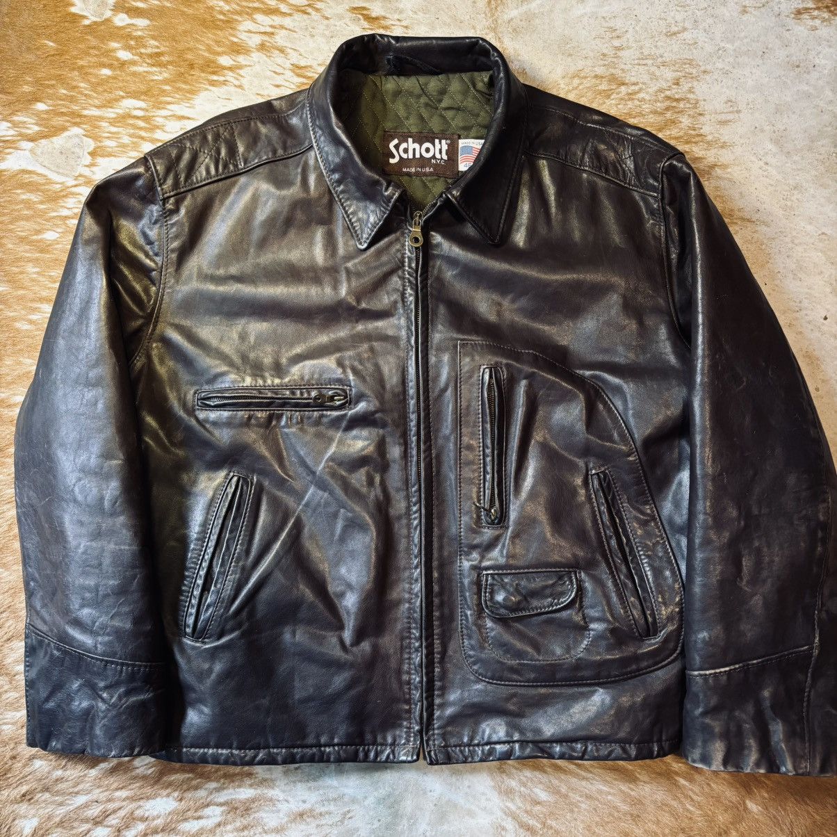 Schott Schott Made In Usa Leather Jacket Size 48 Fit L Size US L / EU 52-54 / 3 - 4 Thumbnail