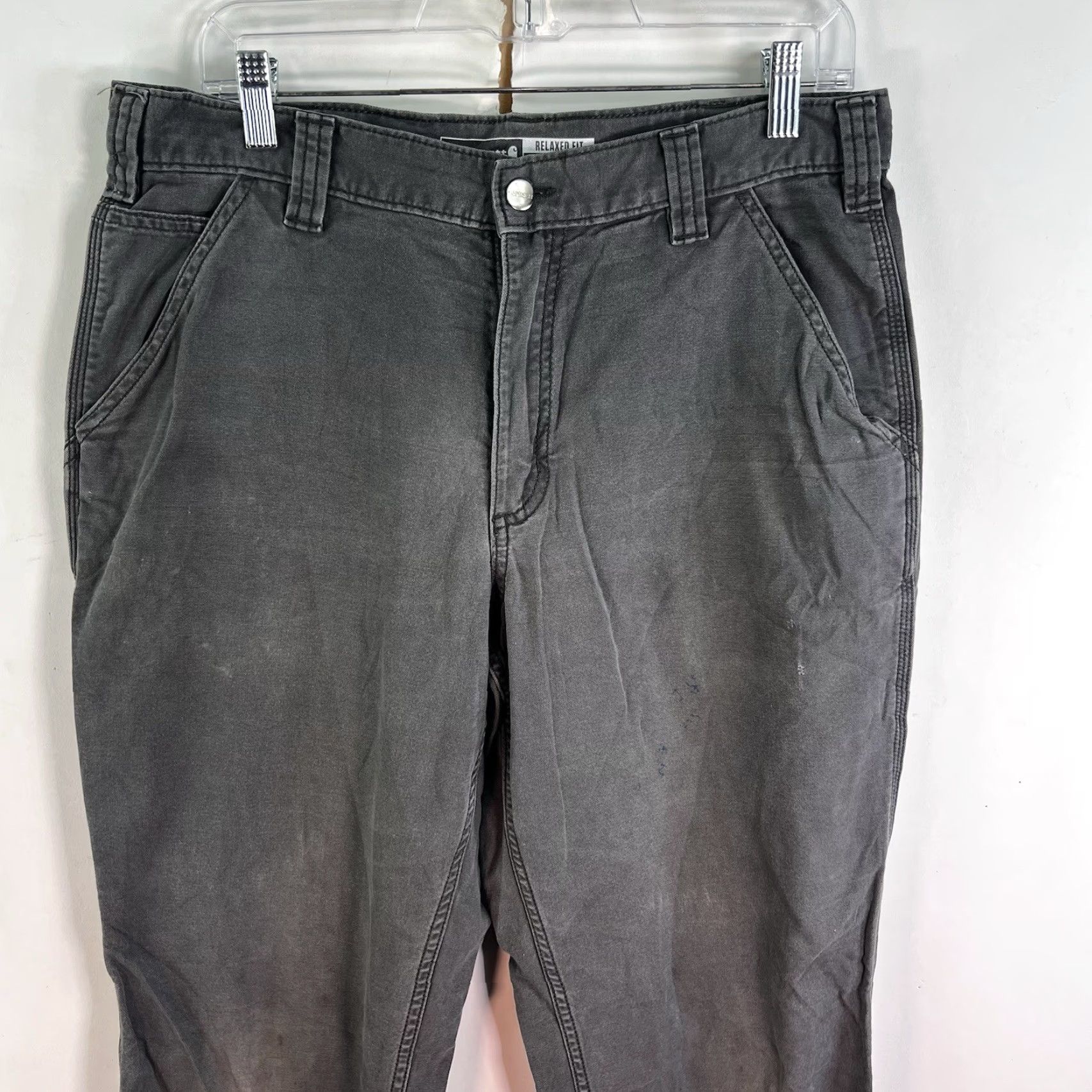 Carhartt VINTAGE Carhartt Rugged Flex Carpenter Pants Mens 34x32 Gray Canvas 5-Pocket Relaxed Straight Workwear, 90s Grunge Theme Size US 34 / EU 50 - 2 Thumbnail