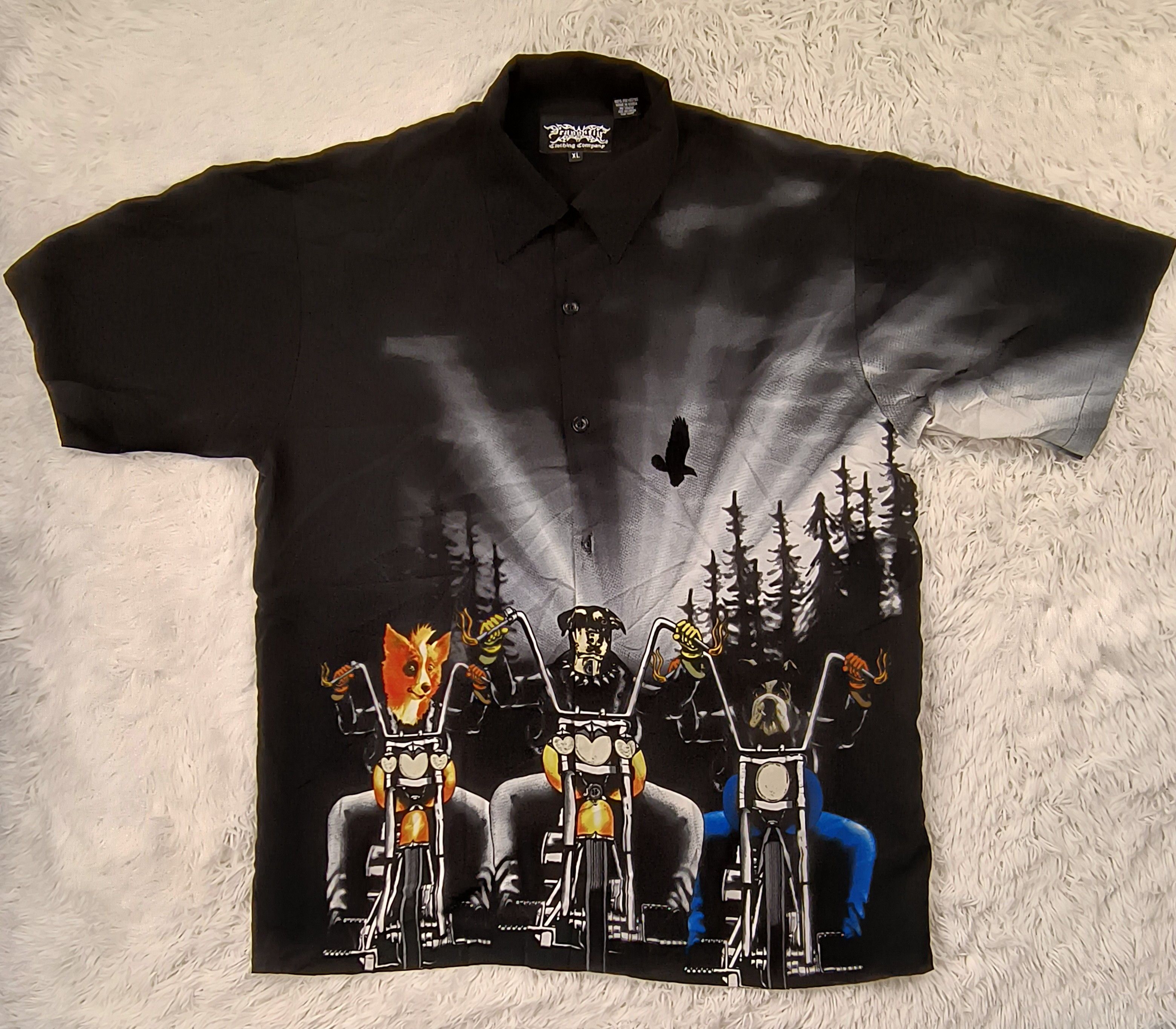 Dragonfly Vintage biker dogs 90s button up shirt Size US XL / EU 56 / 4 - 2 Thumbnail