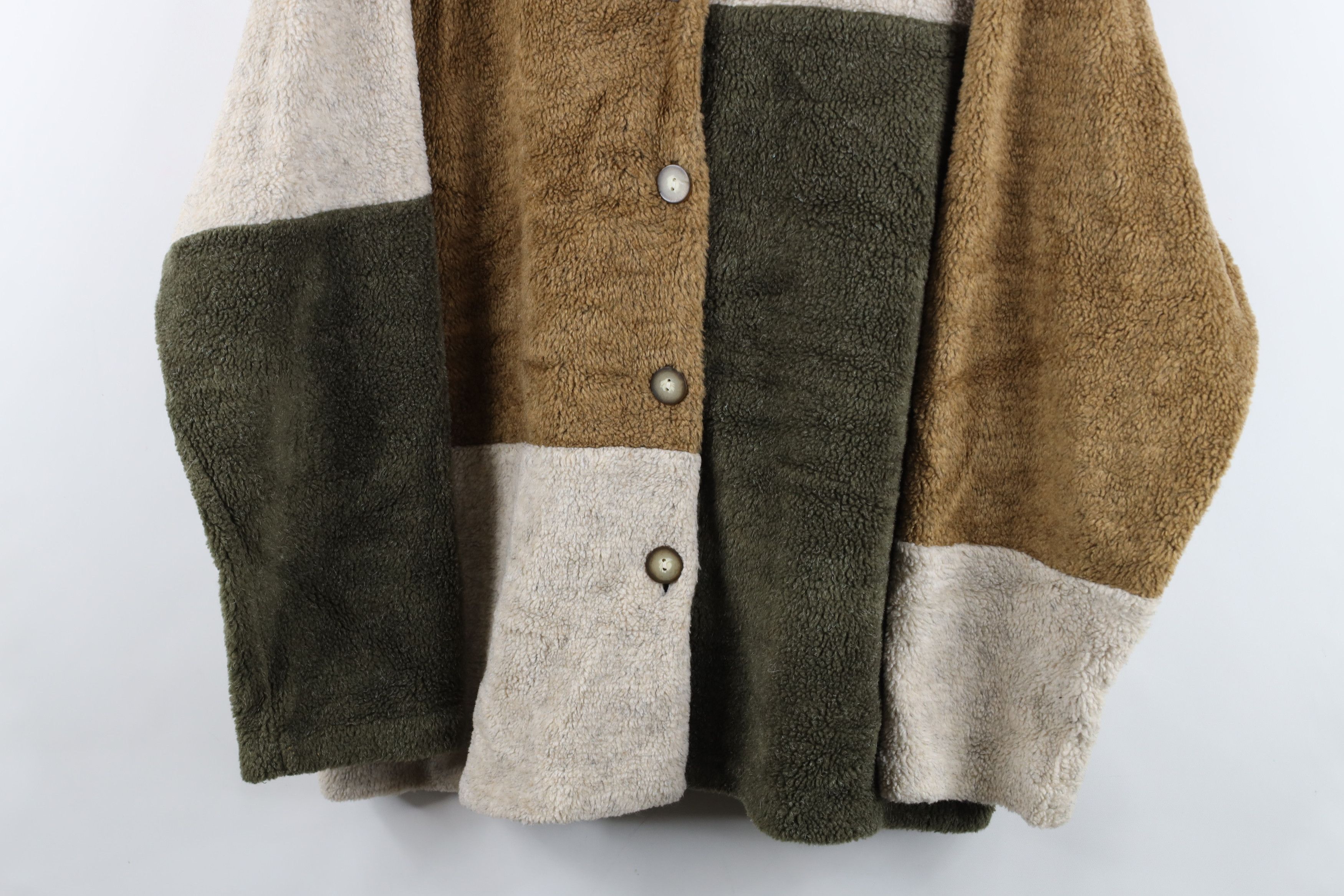 Vintage Vintage 90s Streetwear Block Deep Pile Fleece Sweater Jacket Size XL / US 12-14 / IT 48-50 - 3 Thumbnail