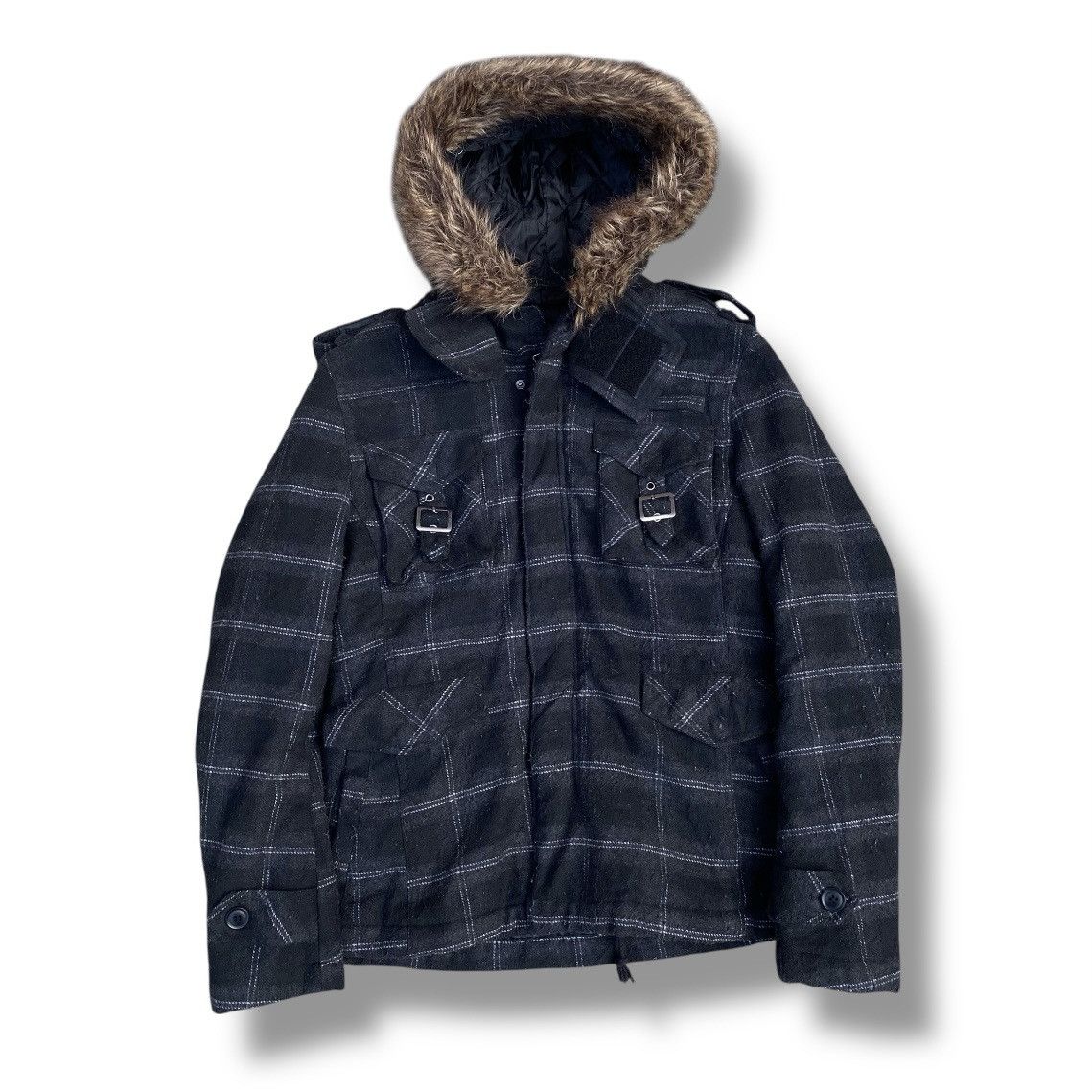 In The Attic Vintage In The Attic Checkered Zipper Wool Hoodie Jacket.#F8 Size US M / EU 48-50 / 2 - 1 Thumbnail