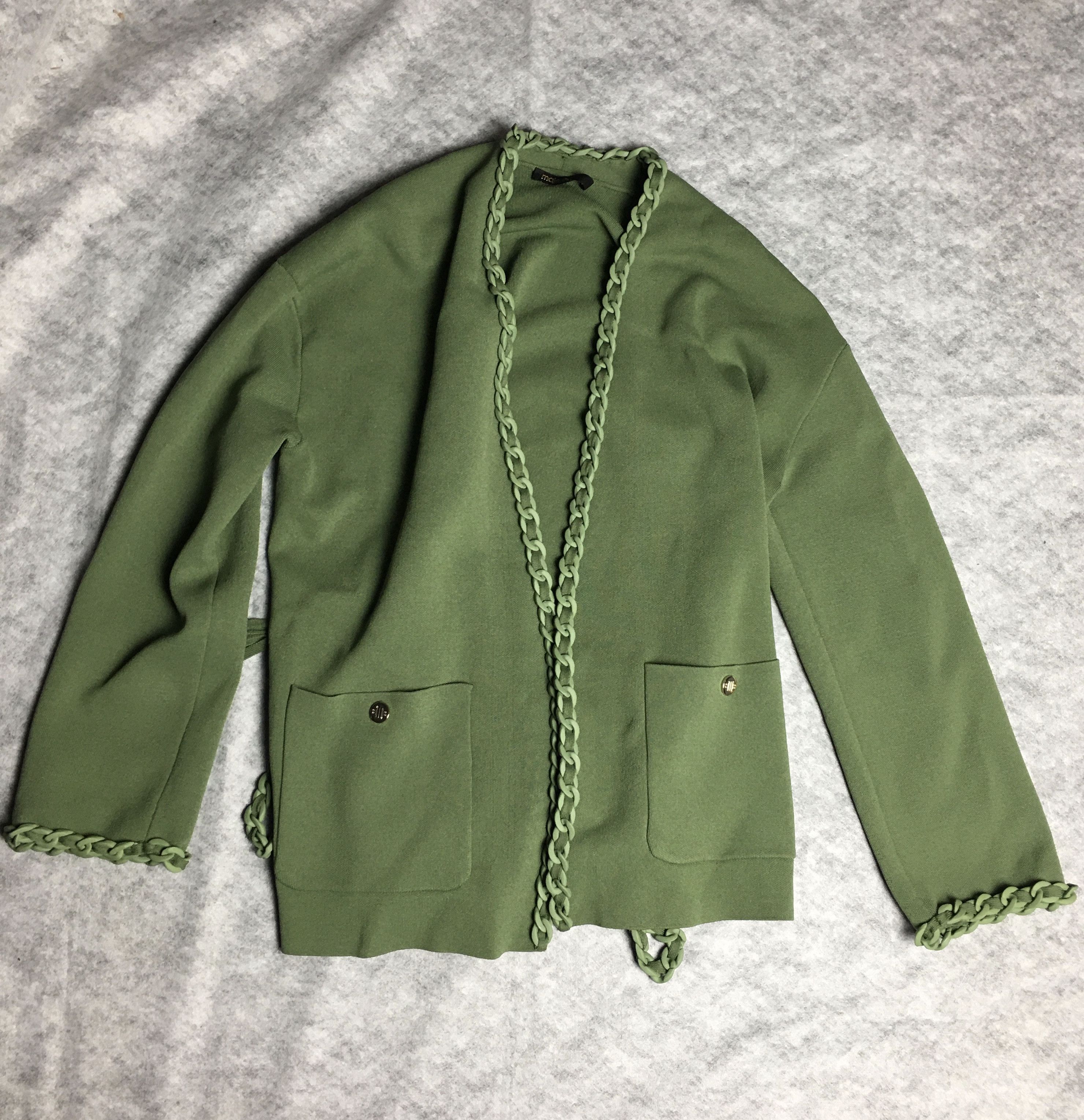 Maje Maje Green Cardigan with Braided Trim Size 3/L Size L / US 10 / IT 46 - 11 Thumbnail