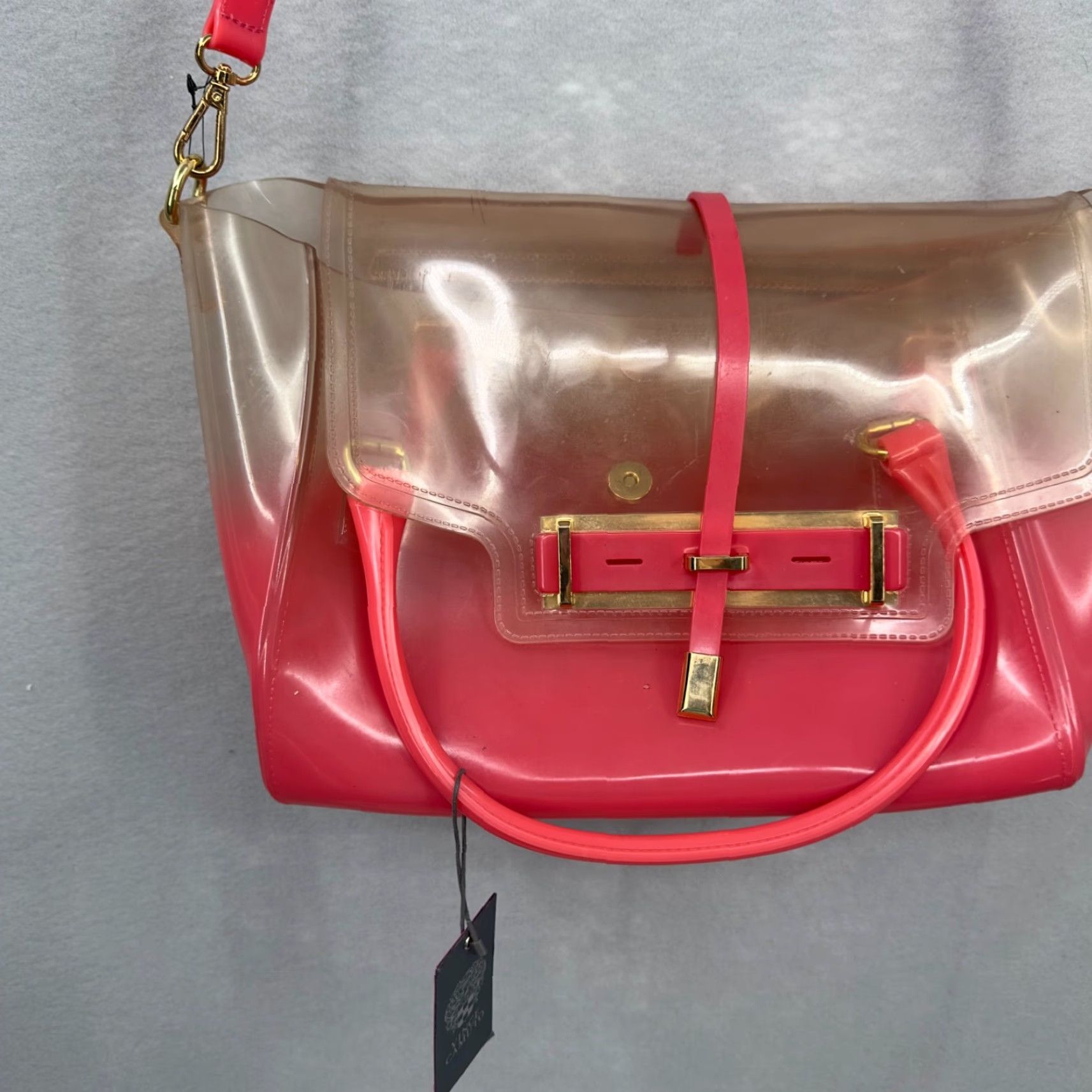 Vince Camuto Vince Camuto Ombre Jelly Crossbody Bag Pink Handles Flap Crossbody 20" Strap 9.5" W 7.25" H Large Rubber Pink Vintage No N/A Size ONE SIZE - 5 Thumbnail