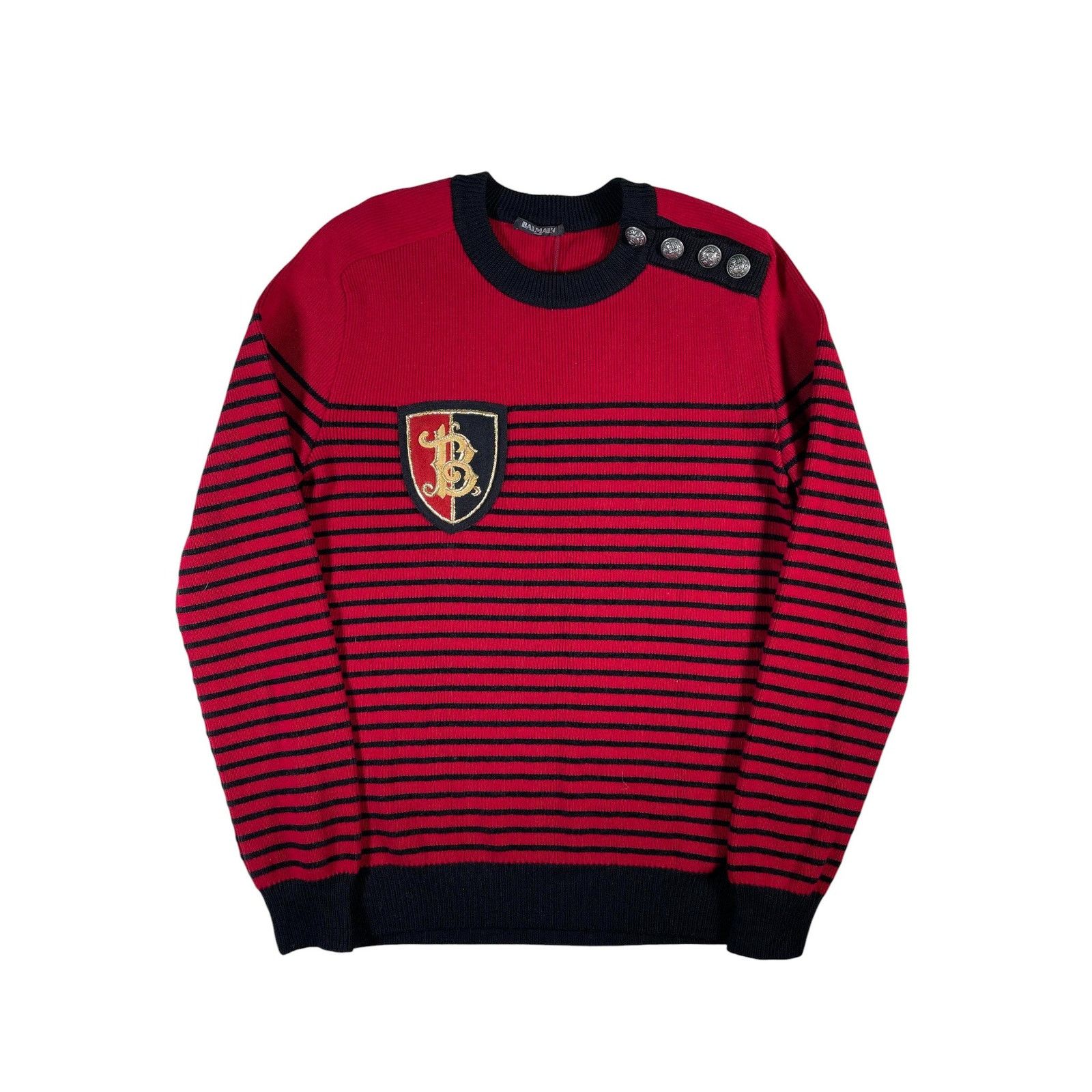 Balmain Balmain Red Emblem Knit Crewneck Size XL / US 12-14 / IT 48-50 - 1 Thumbnail