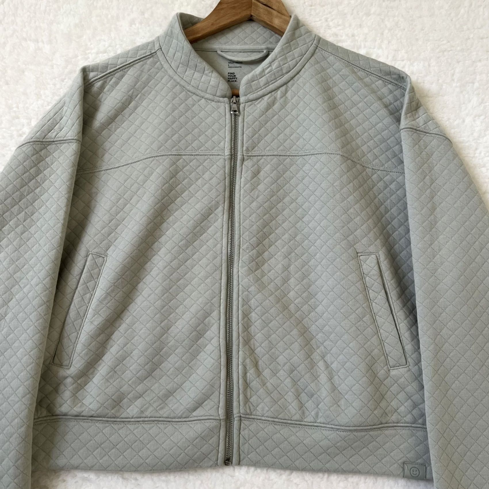 Vintage GILLY HICKS Women’s Quilted Bomber Jacket L Regular Light green Women Jacket Size L / US 10 / IT 46 - 3 Thumbnail