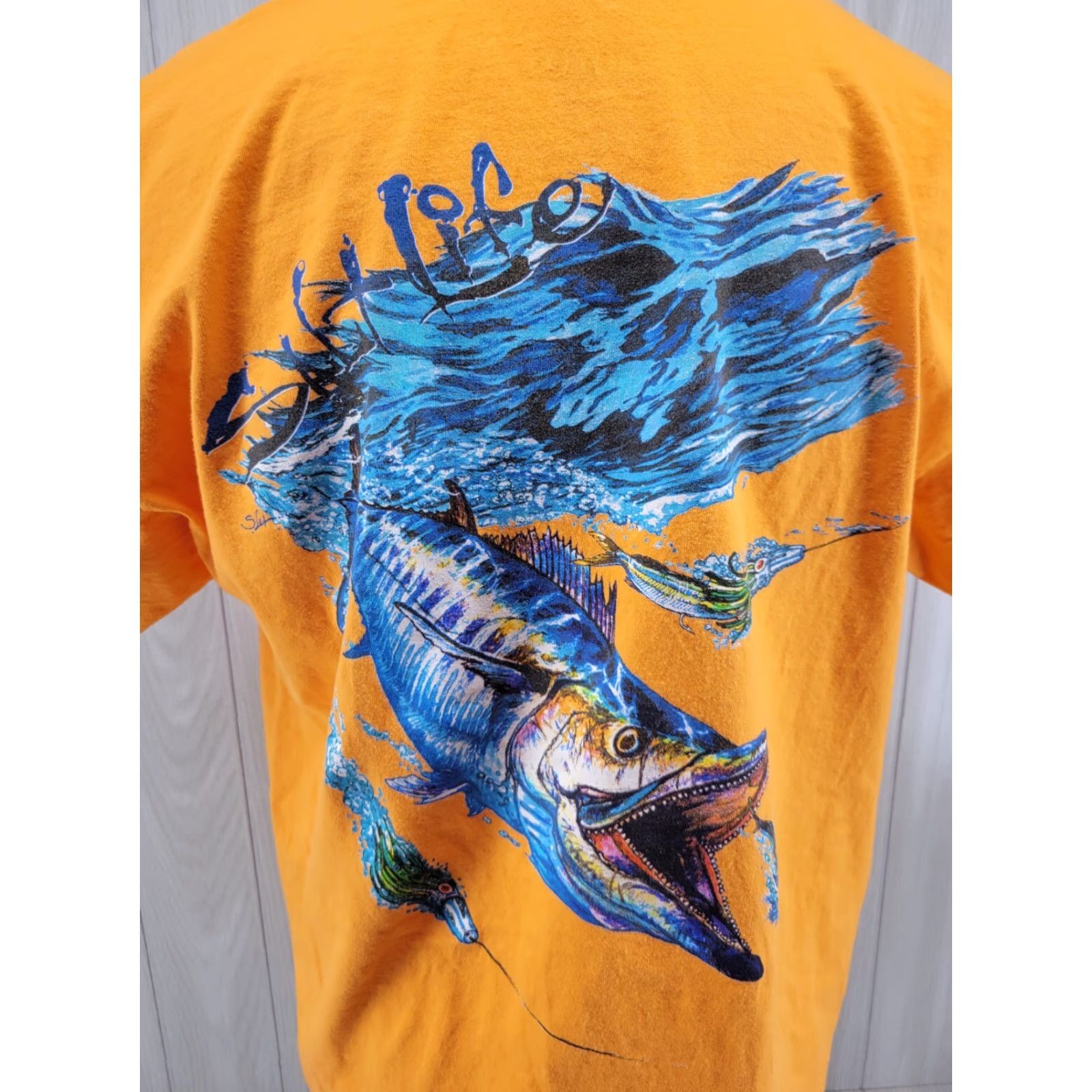 Vintage Salt Life Fish Fishing Pocket Tee T Shirt Mens XL Orange Shirt Size US XL / EU 56 / 4 - 7 Thumbnail