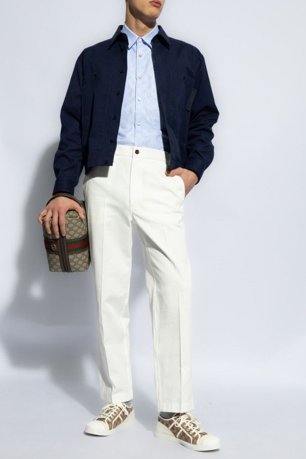 Gucci o1mt1gz0525 Cotton Canvas Shirt With Lable in Dark Blue Size US S / EU 44-46 / 1 - 2 Thumbnail