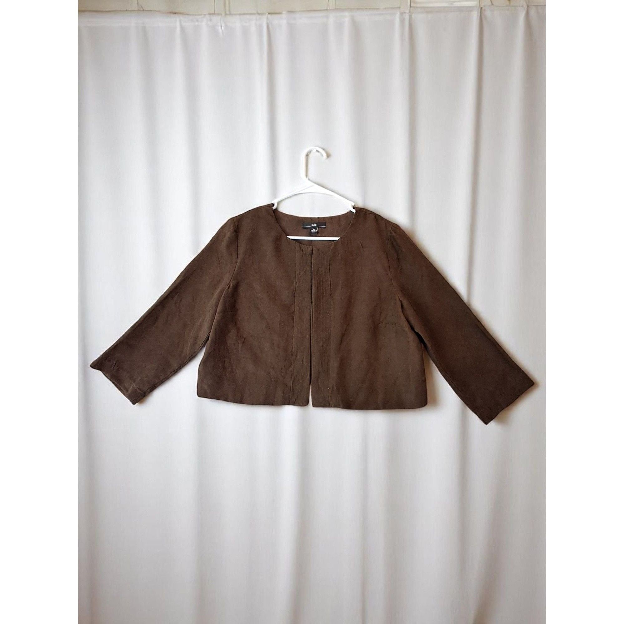 Designer R & K Originals Women's Brown Faux Suede Jacket – Size 10, N Size L / US 10 / IT 46 - 2 Thumbnail
