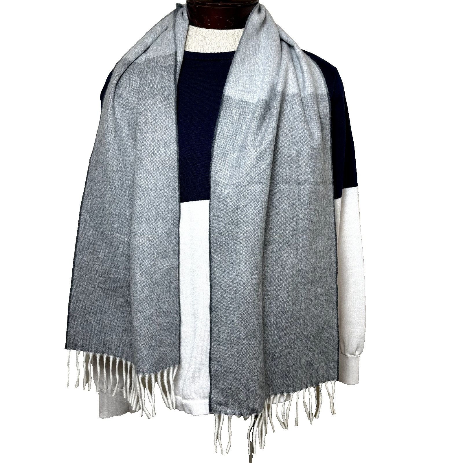Agnona Agnona Gray Angora Wool Scarf Shawl Wrap w/ Fringe 11.5" x 6 Size ONE SIZE - 1 Thumbnail